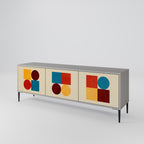 GEOMETRIC PUZZLE TV-Lowboard mit 3 Türen in Grau