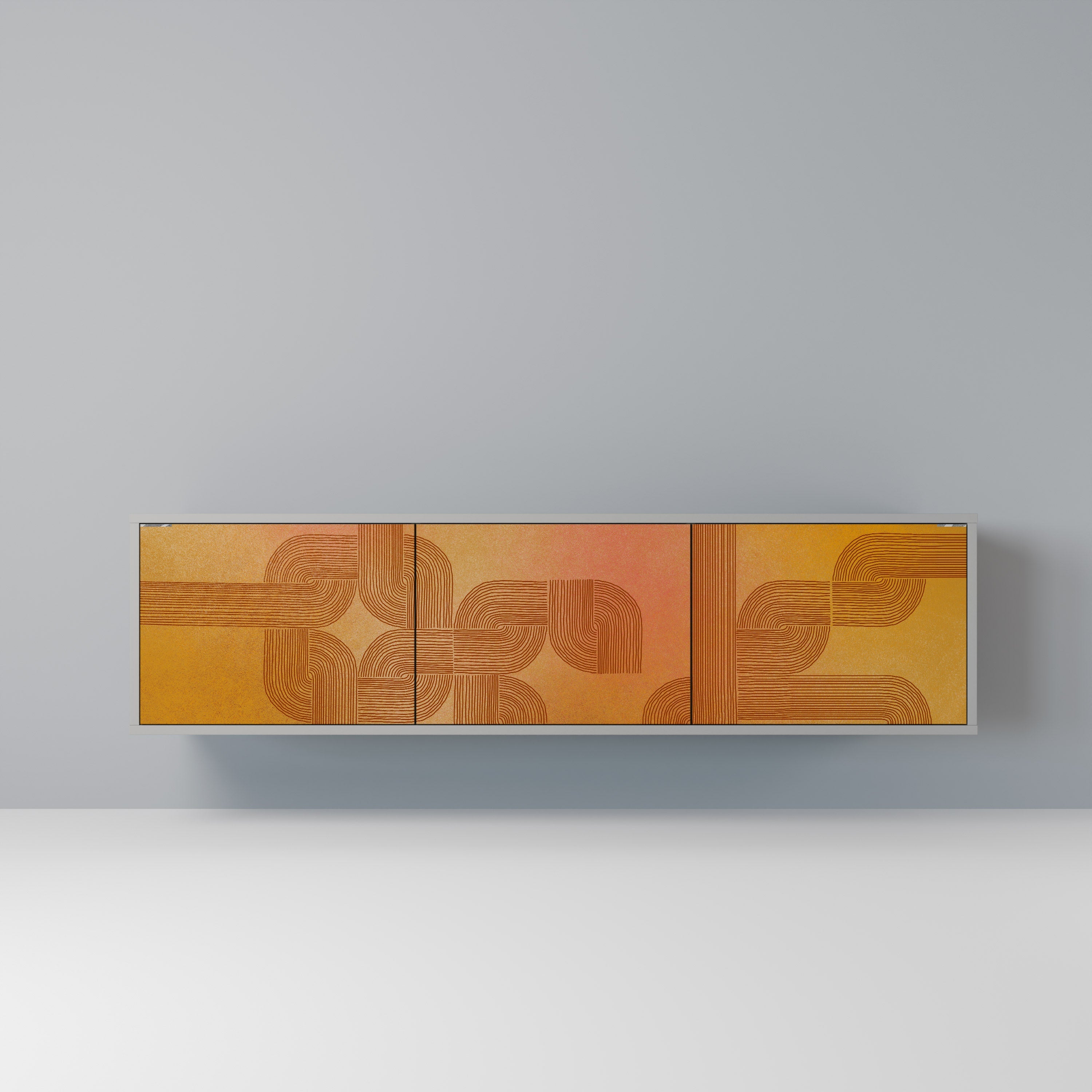 STRENGTHENING RELATION 3-Door TV Stand in Grey Finish