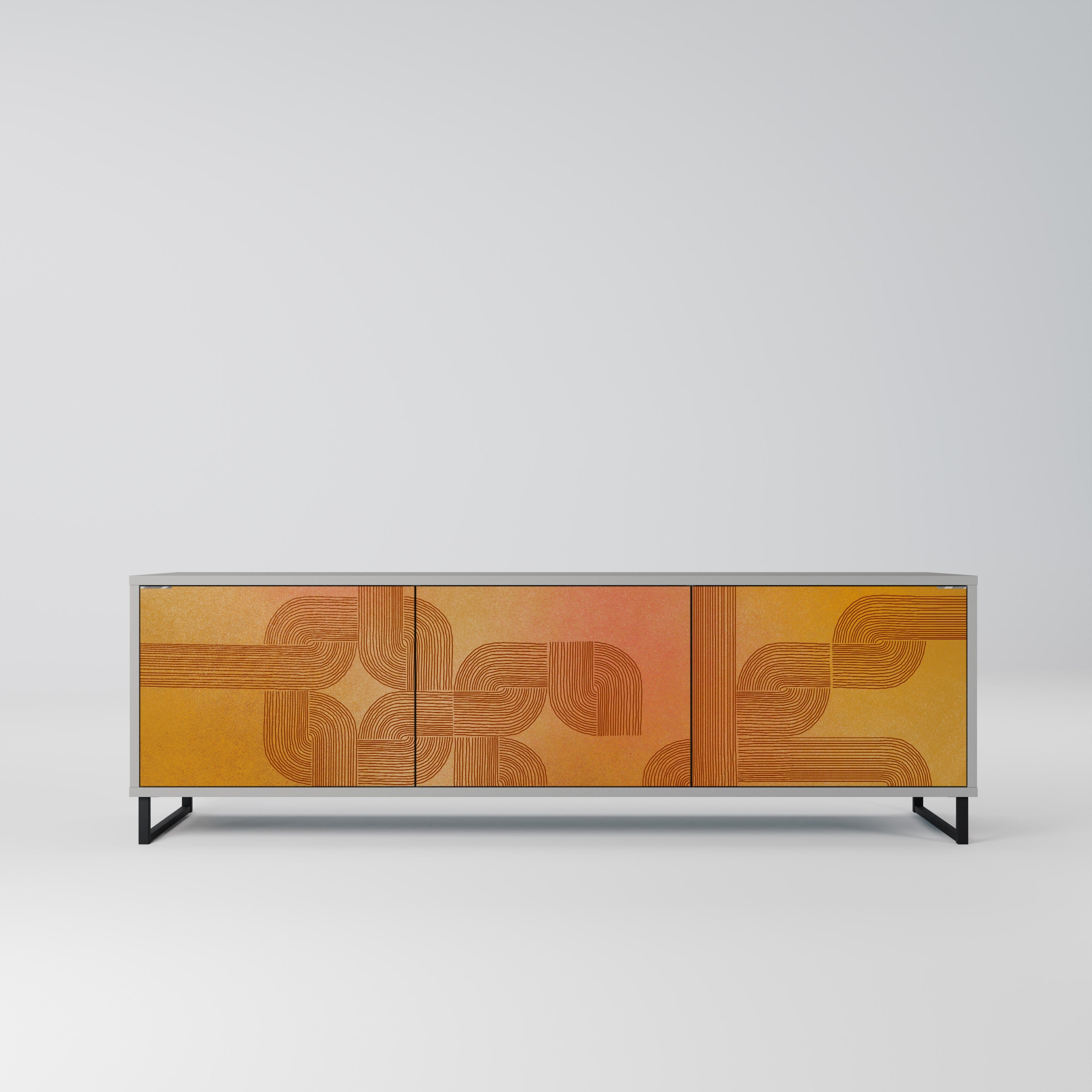 STRENGTHENING RELATION 3-Door TV Stand in Grey Finish