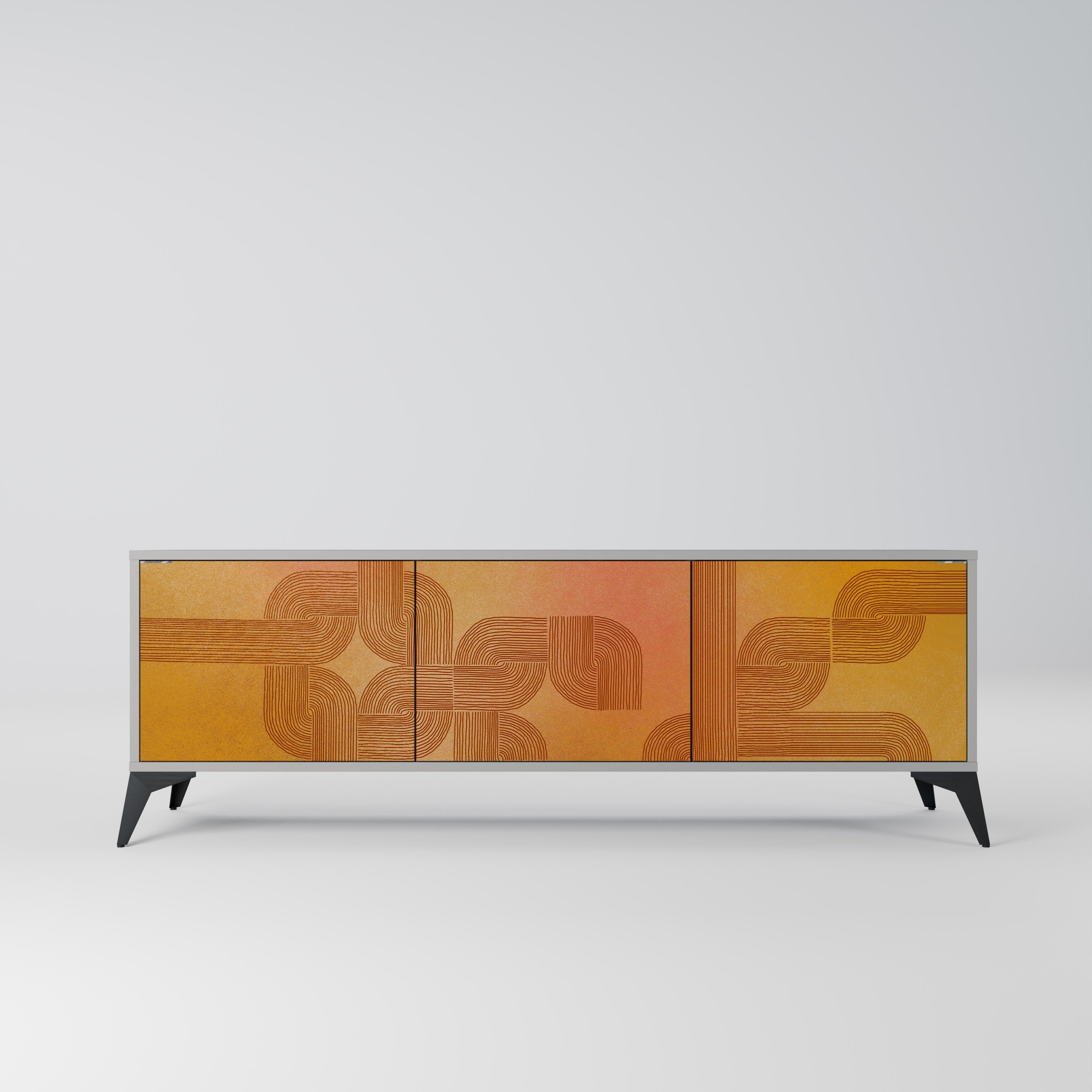 STRENGTHENING RELATION 3-Door TV Stand in Grey Finish