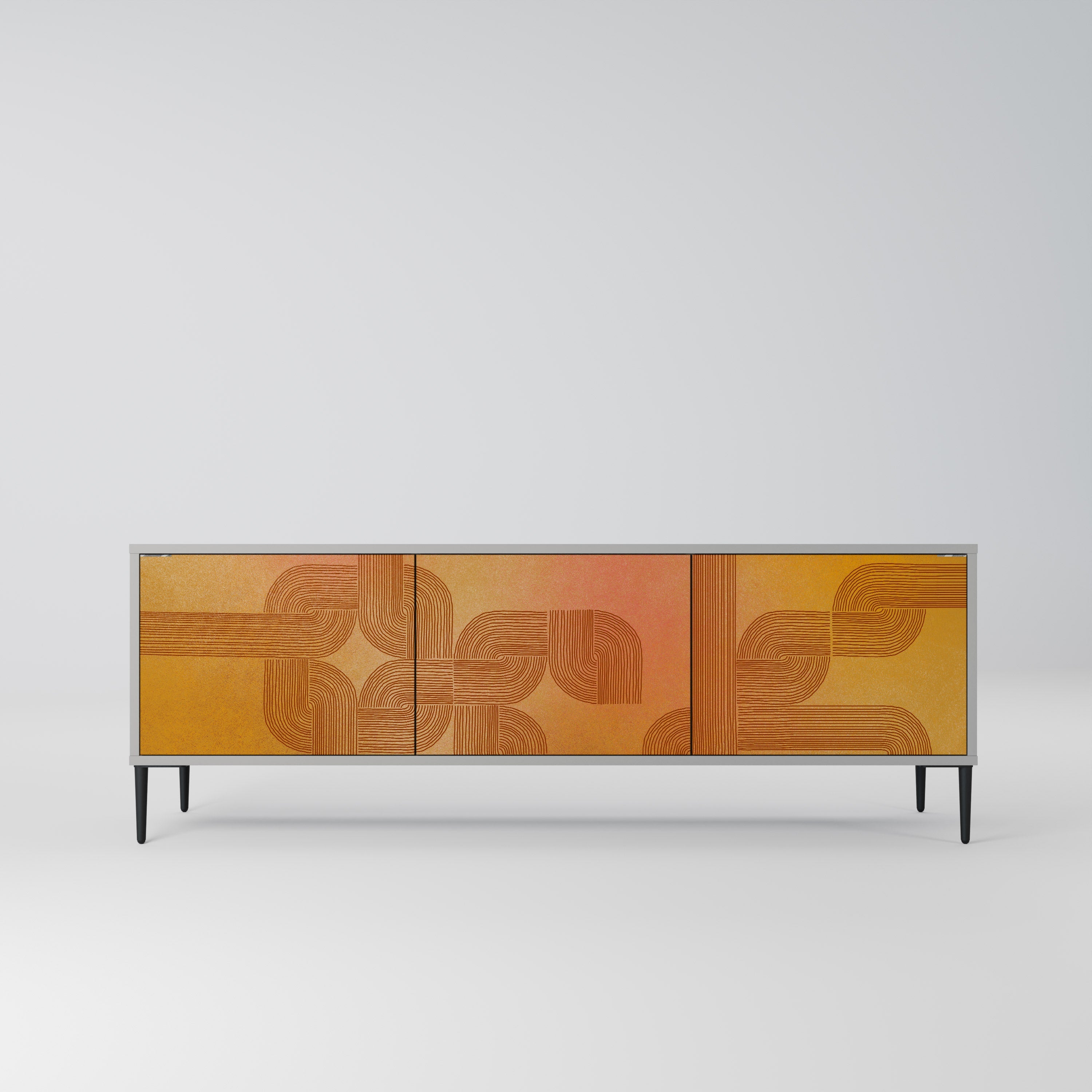 STRENGTHENING RELATION 3-Door TV Stand in Grey Finish