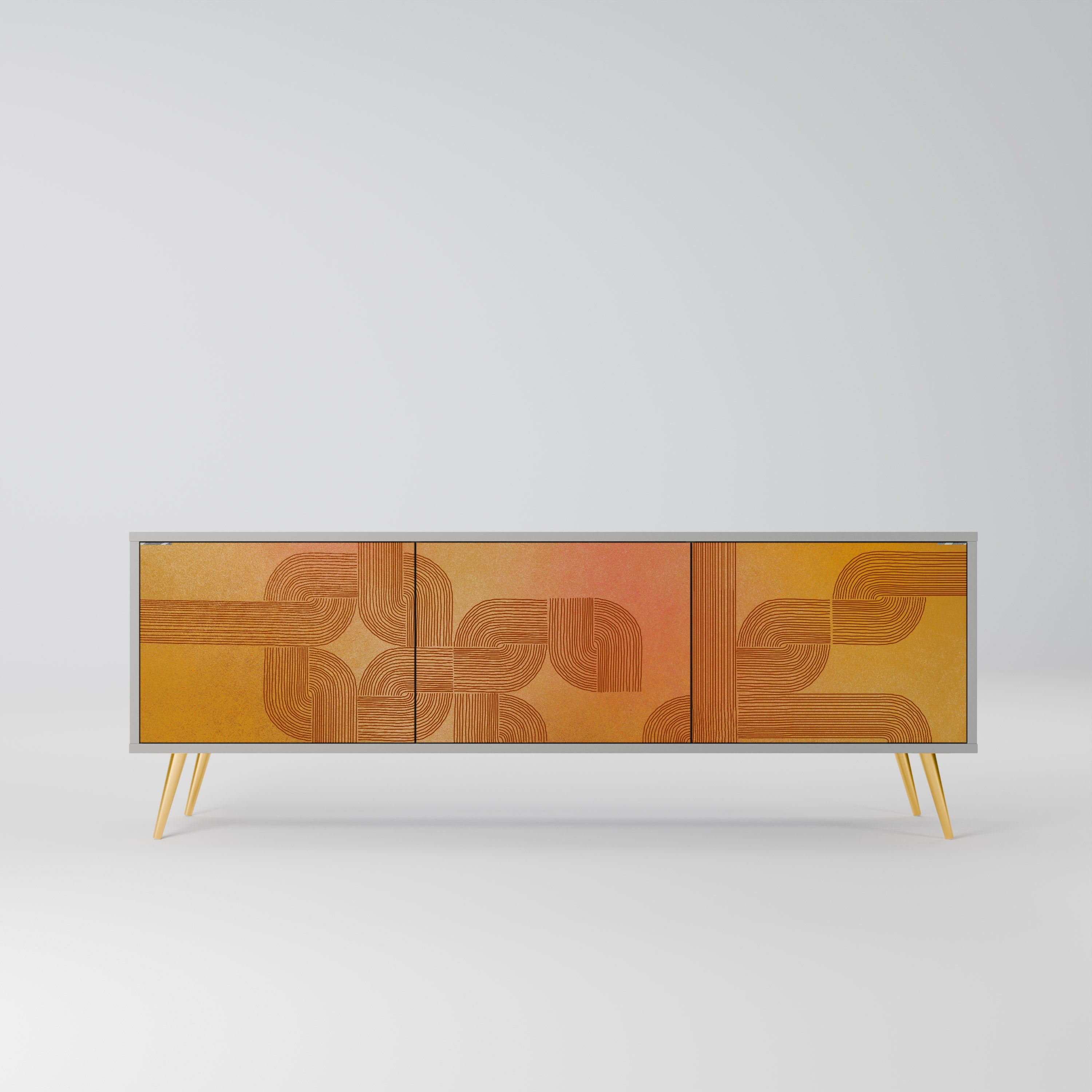 STRENGTHENING RELATION 3-Door TV Stand in Grey Finish