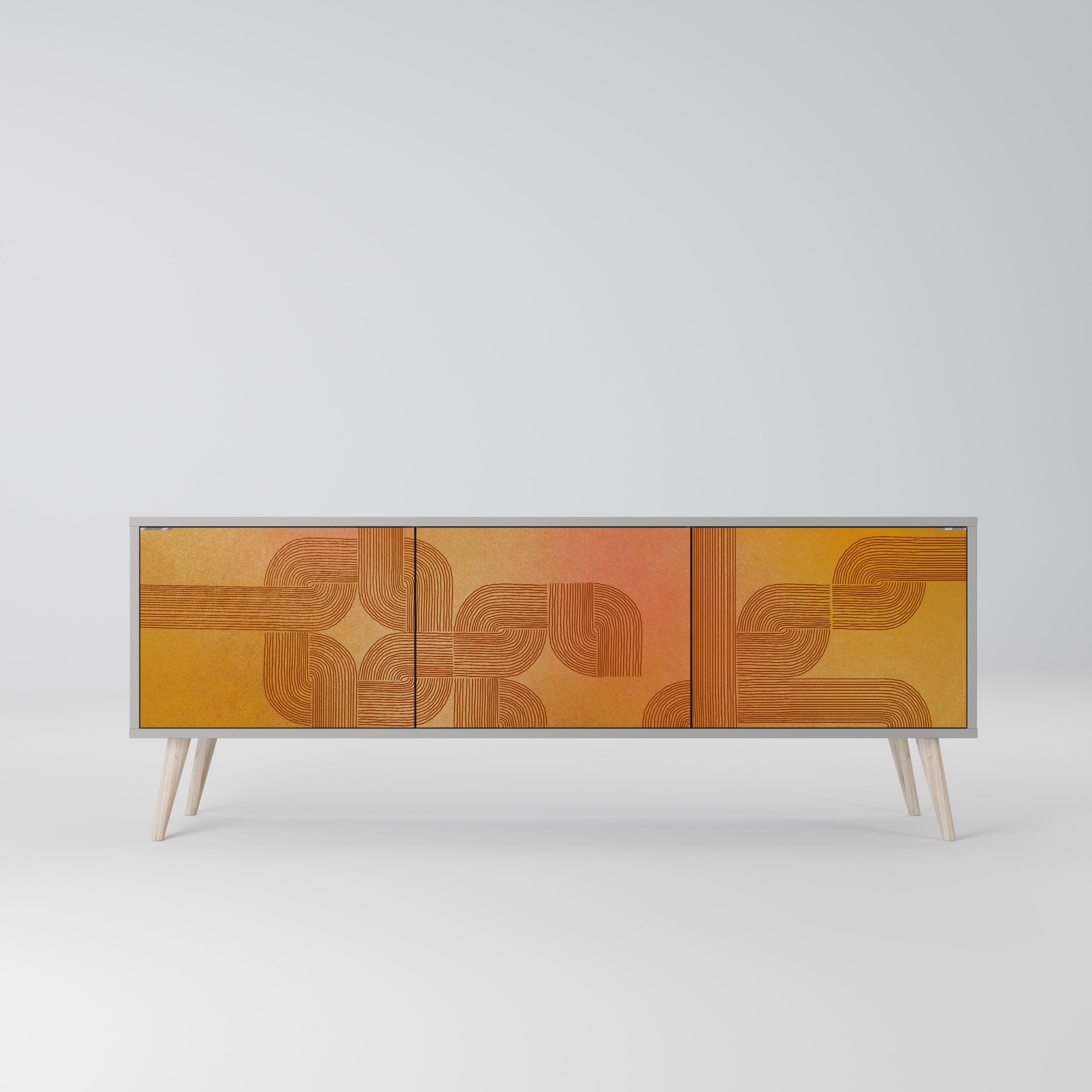 STRENGTHENING RELATION 3-Door TV Stand in Grey Finish