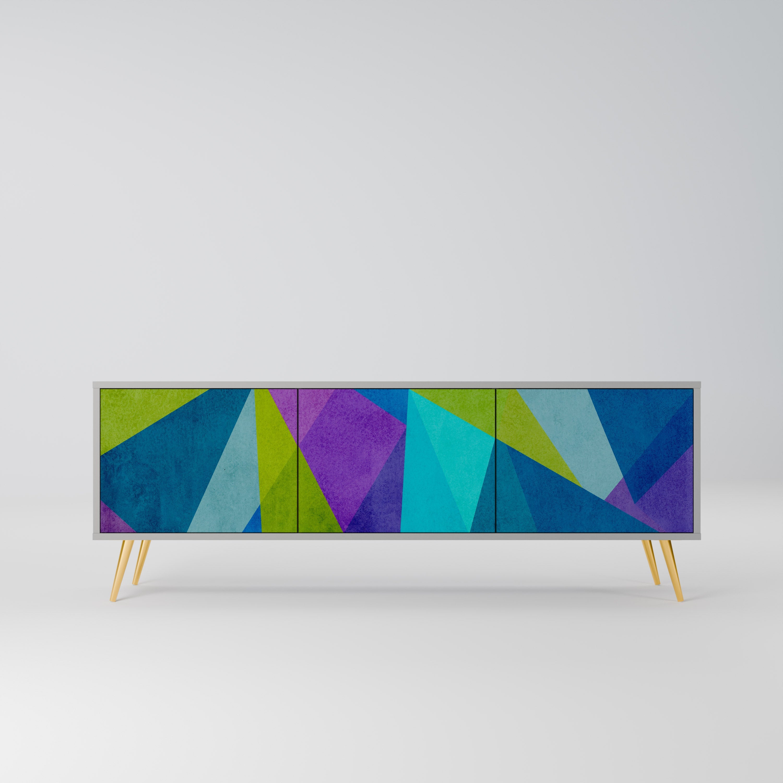 COLD SHOWCASE 3-Door TV Stand in Grey Finish