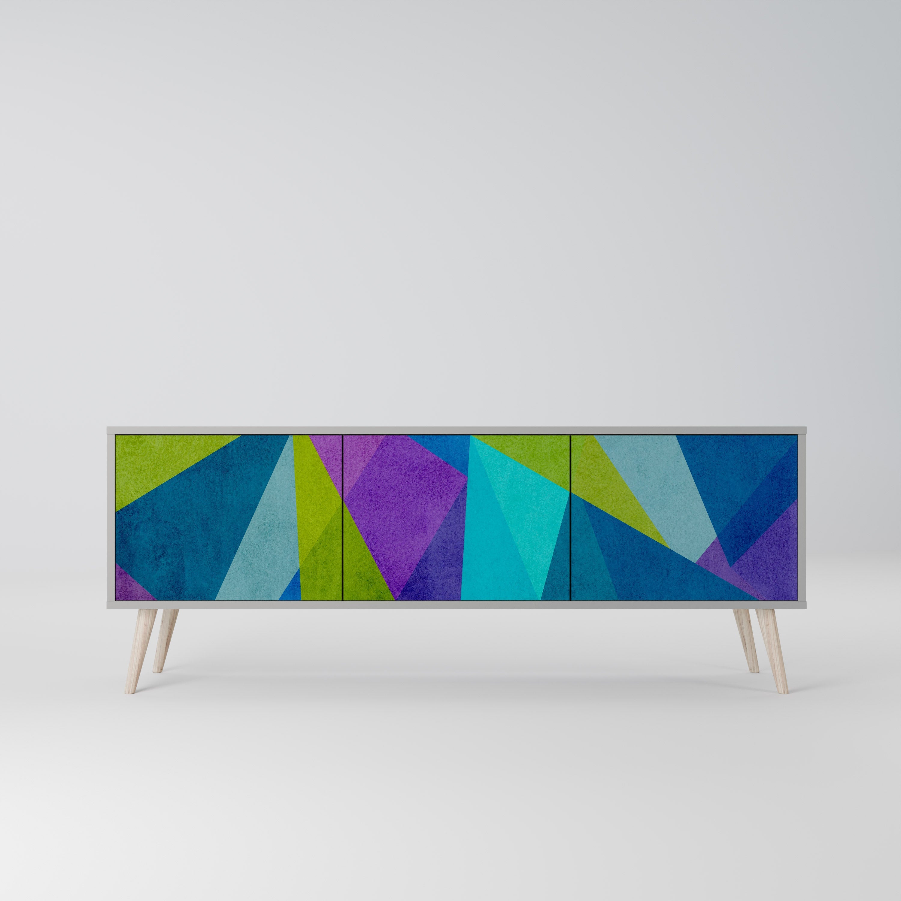 COLD SHOWCASE 3-Door TV Stand in Grey Finish