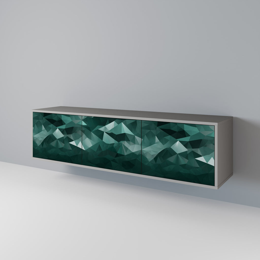 POLYGONAL FLOATING TV-Lowboard mit 3 Türen in Grau