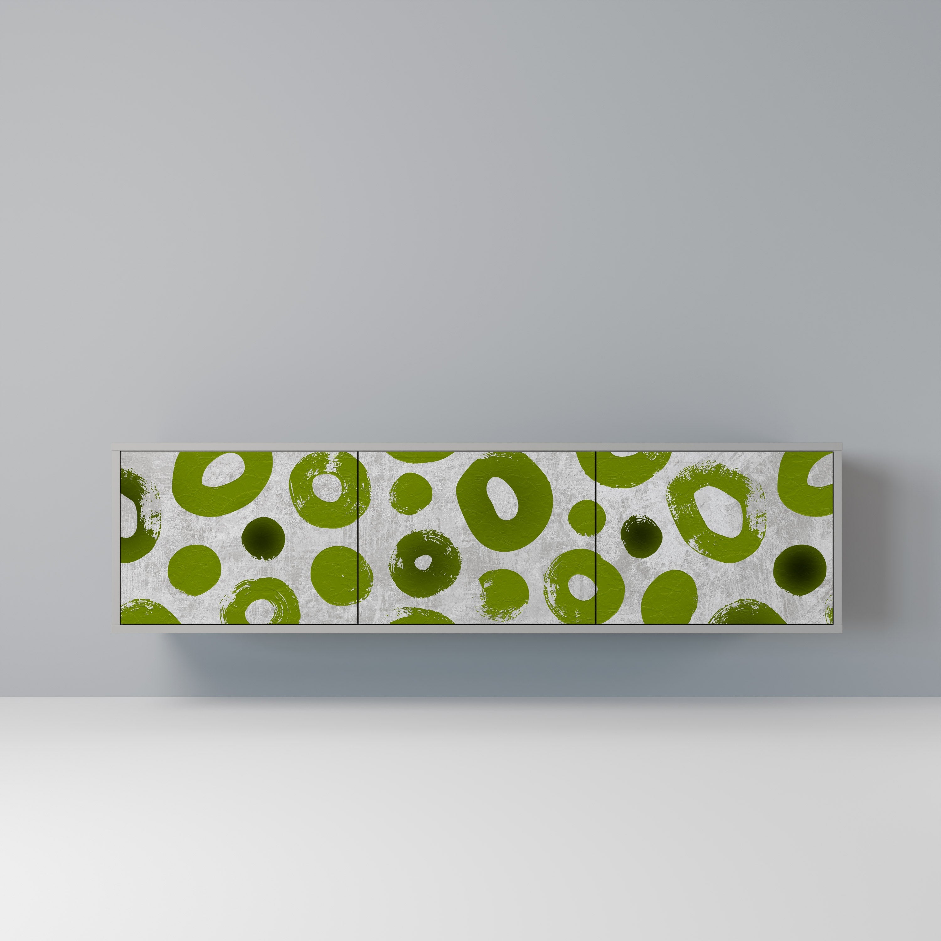 GREEN RHAPSODY 3-Door TV Stand in Grey Finish