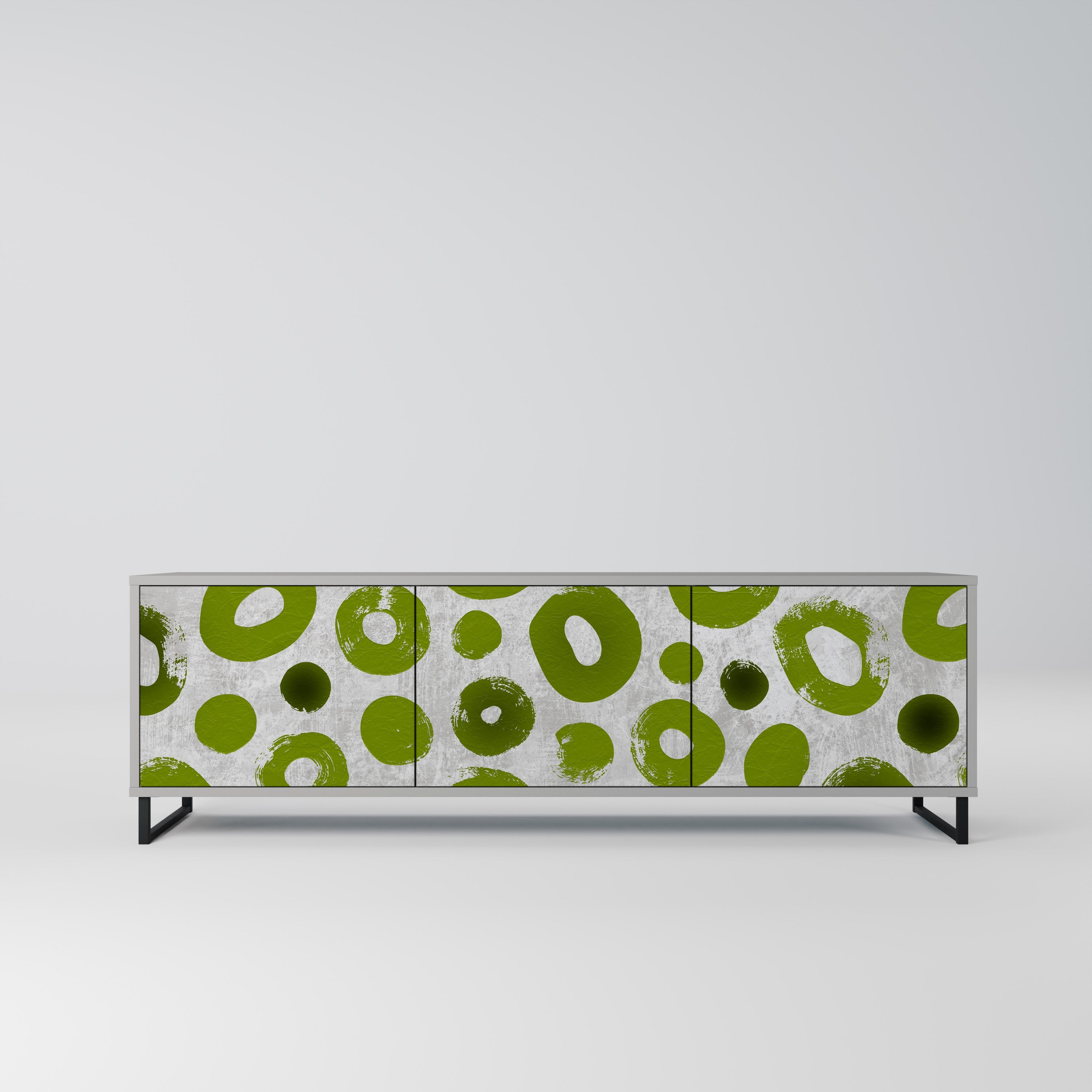 GREEN RHAPSODY 3-Door TV Stand in Grey Finish