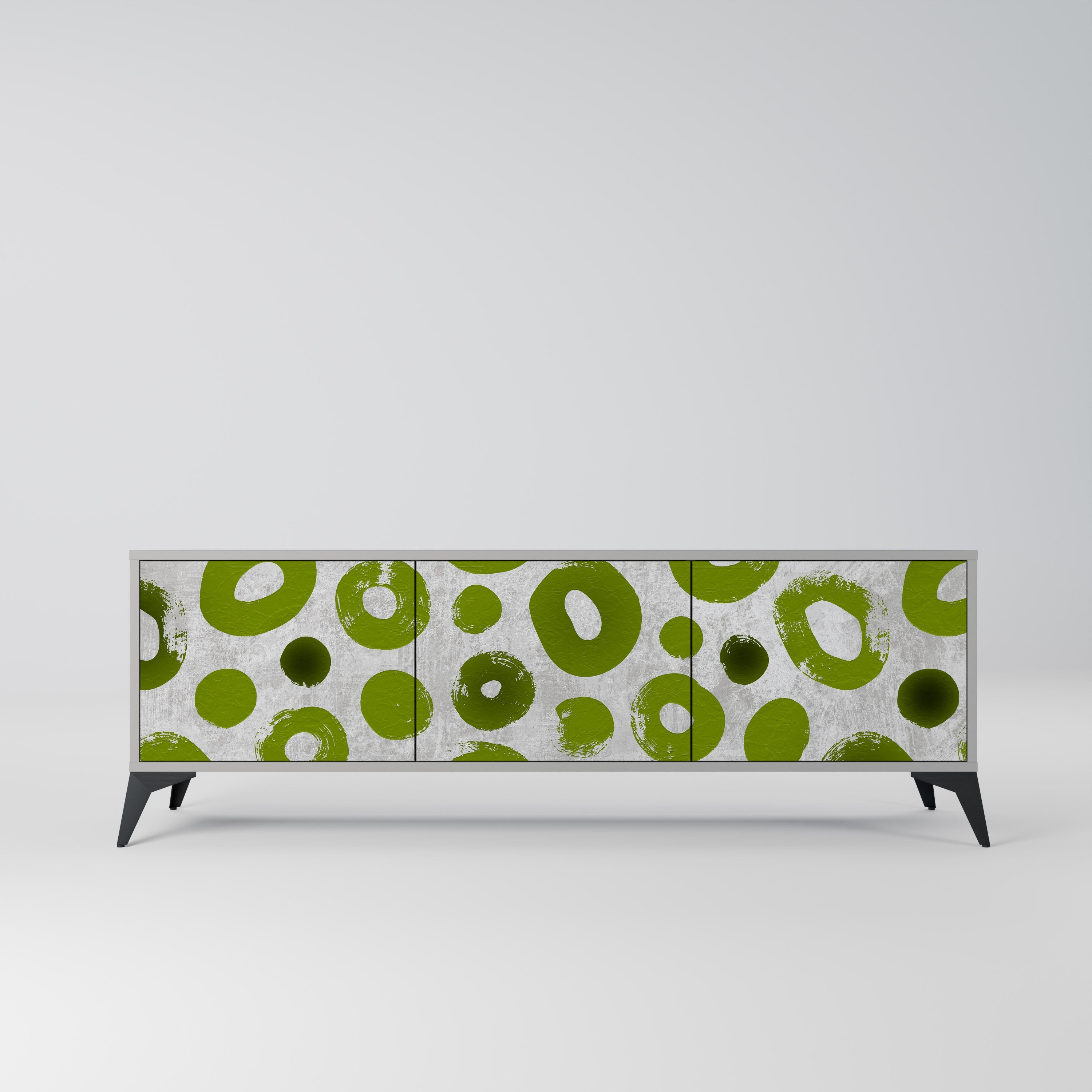 GREEN RHAPSODY 3-Door TV Stand in Grey Finish