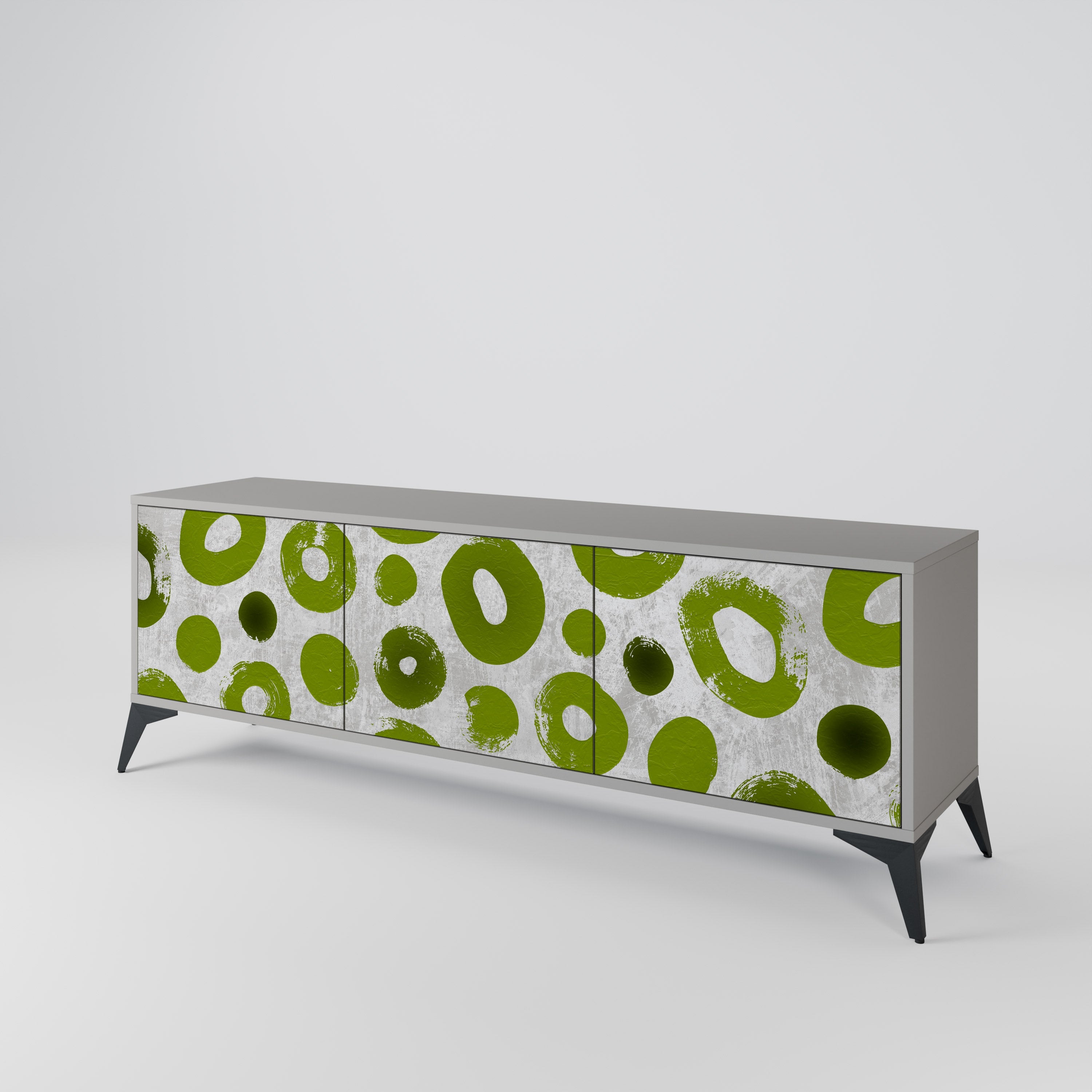 GREEN RHAPSODY 3-Door TV Stand in Grey Finish