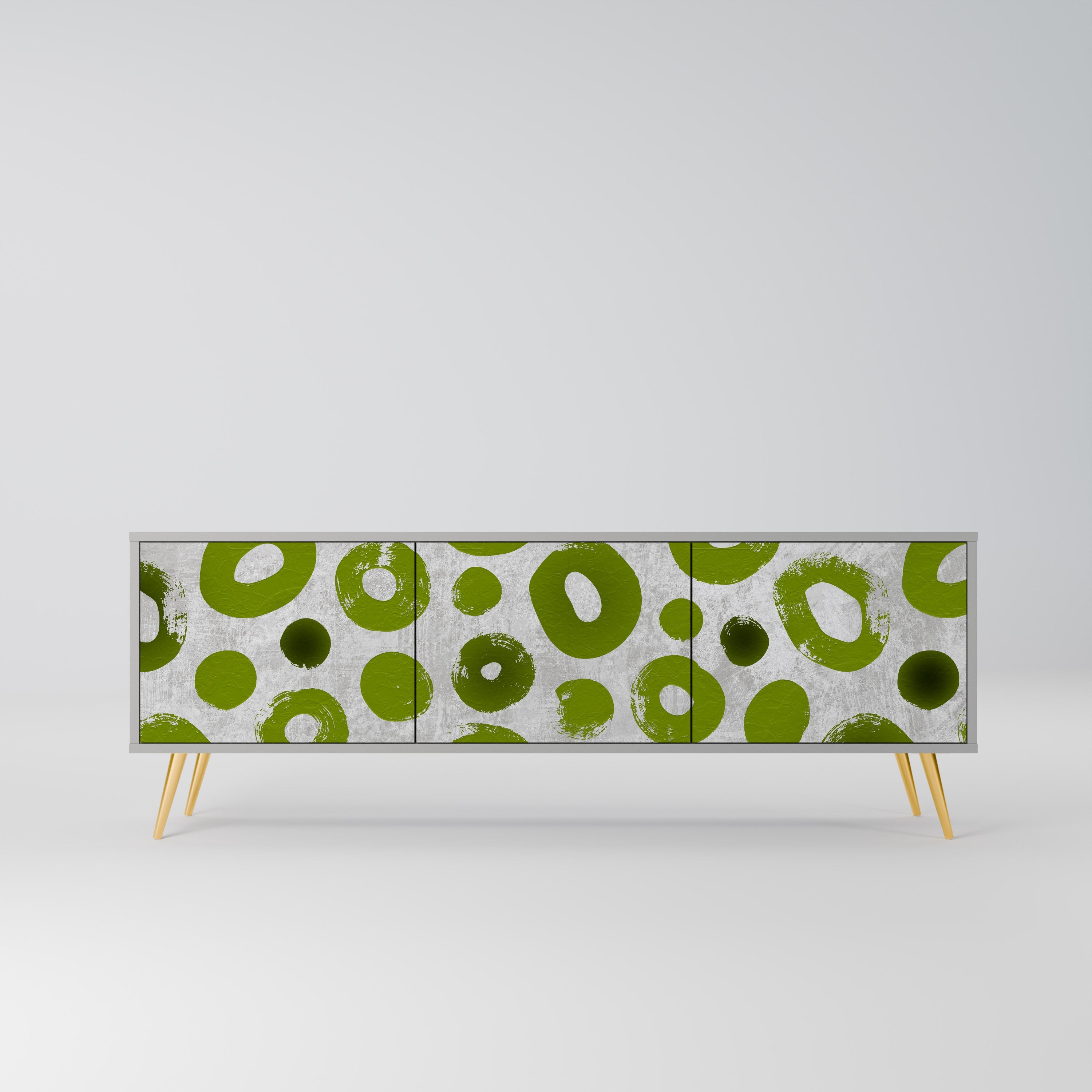 GREEN RHAPSODY 3-Door TV Stand in Grey Finish