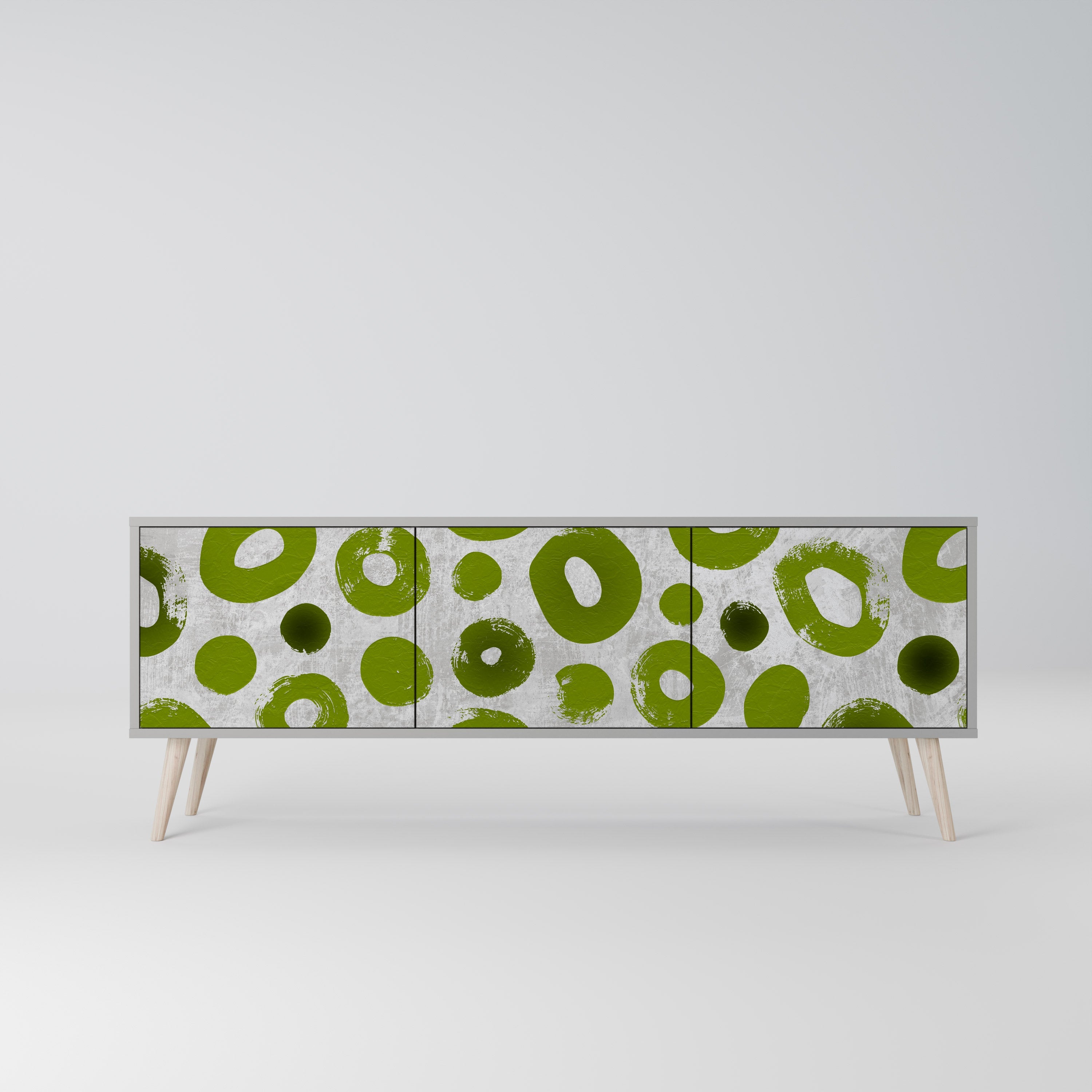 GREEN RHAPSODY 3-Door TV Stand in Grey Finish