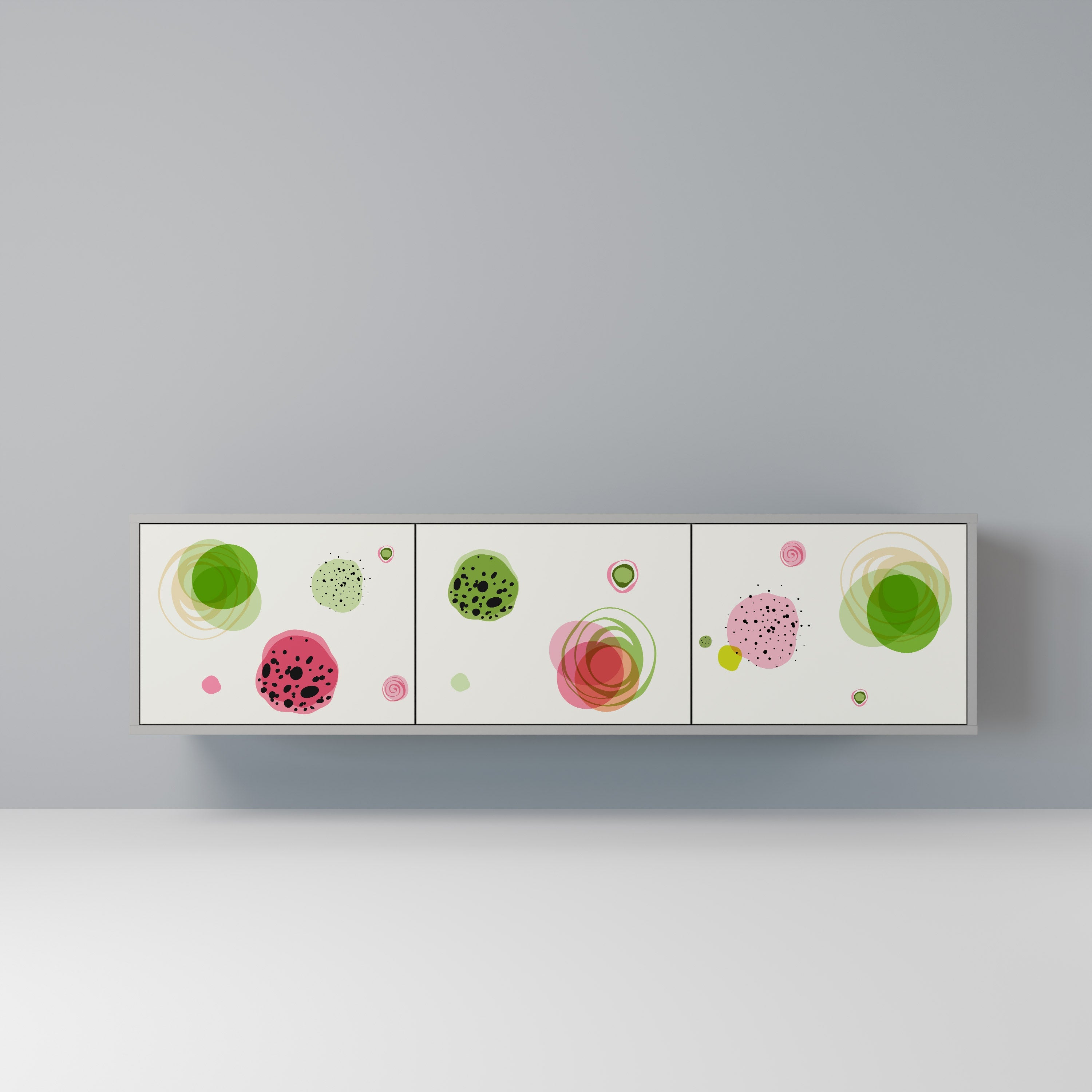 COLORFUL COSMOS 3-Door TV Stand in Grey Finish