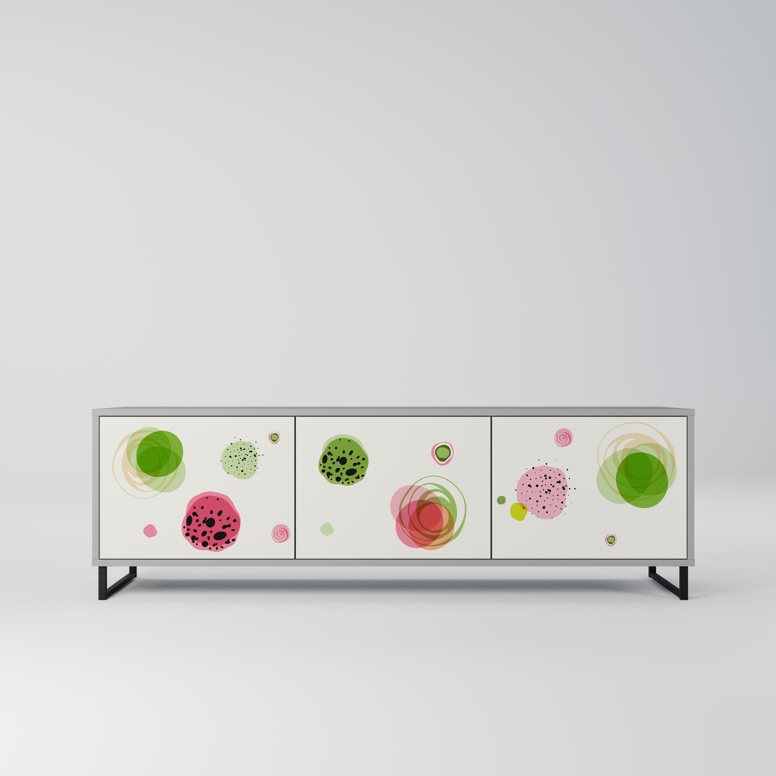 COLORFUL COSMOS 3-Door TV Stand in Grey Finish