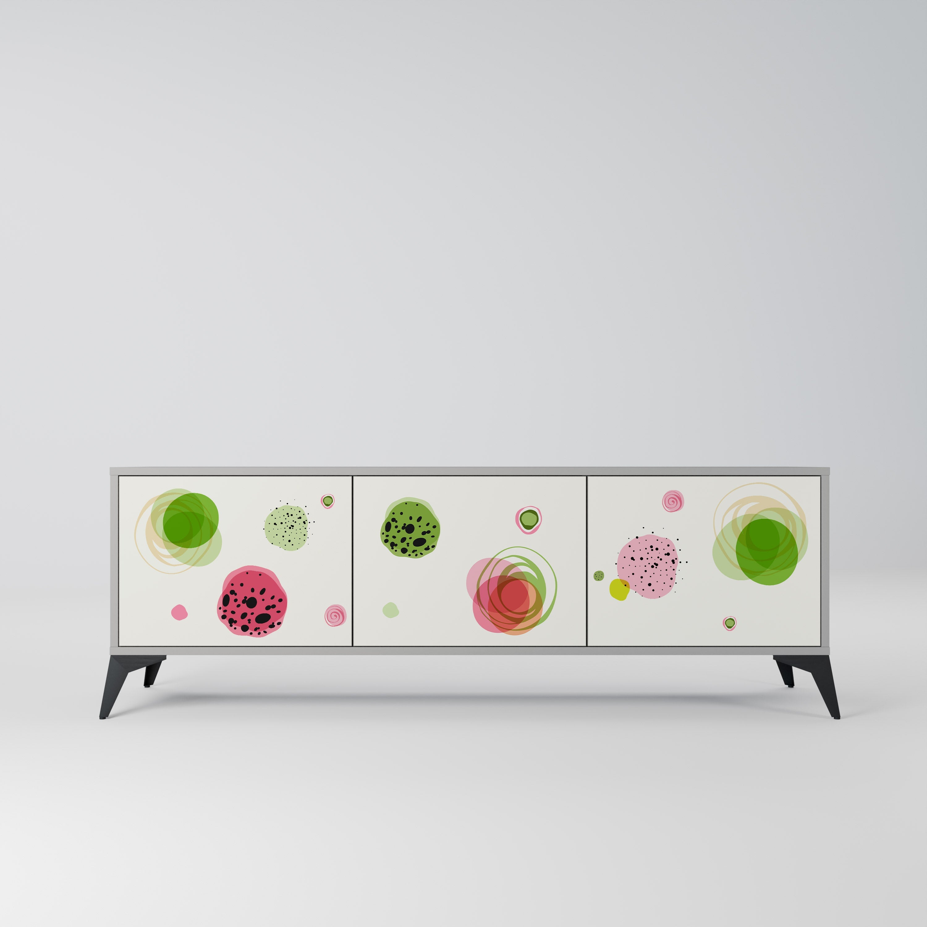 COLORFUL COSMOS 3-Door TV Stand in Grey Finish