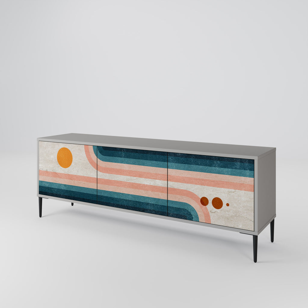 TWO HALVES TV-Lowboard mit 3 Türen in Grau