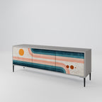 TWO HALVES TV-Lowboard mit 3 Türen in Grau