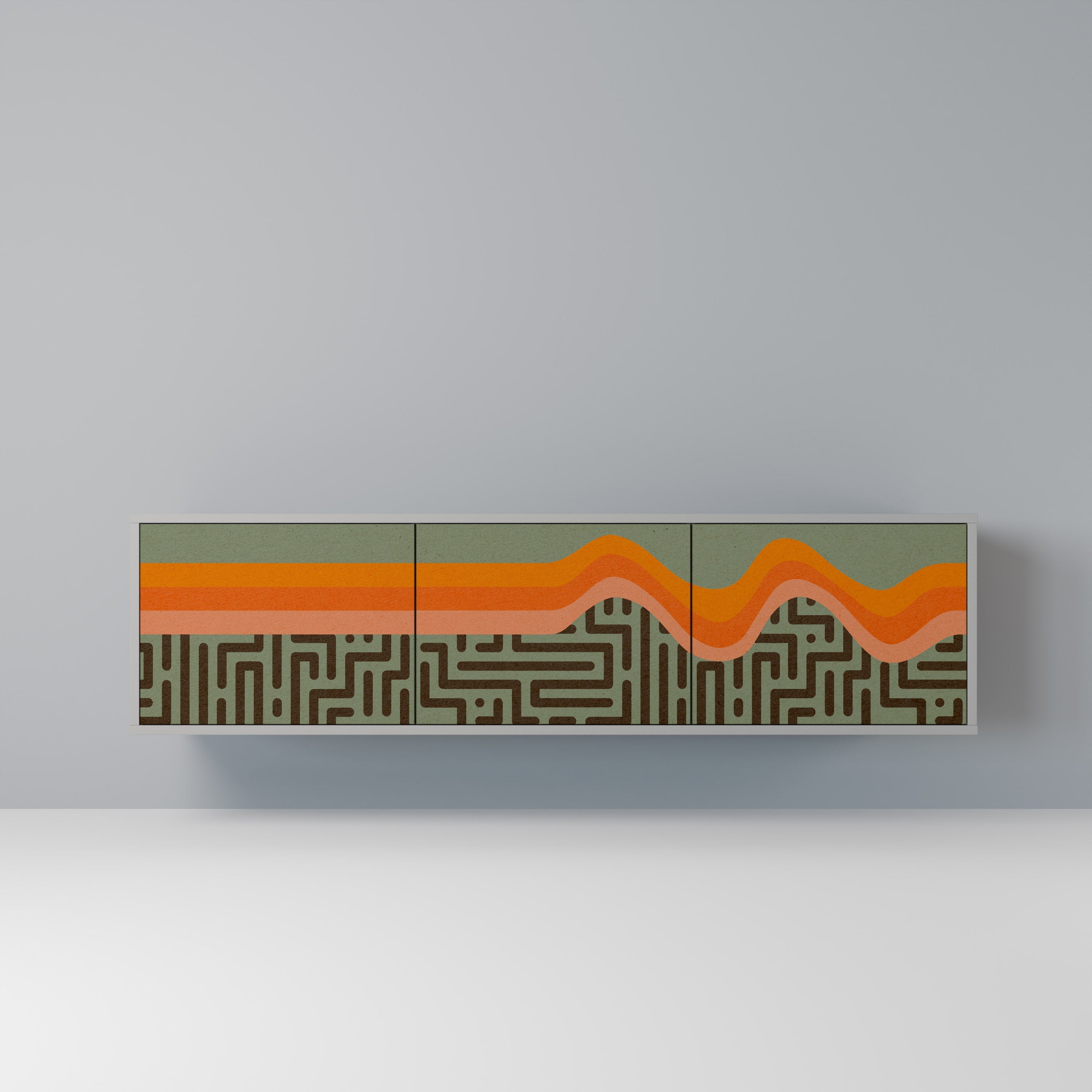 SIMPLE SOLUTIONS 3-Door TV Stand in Grey Finish