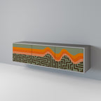 SIMPLE SOLUTIONS 3-Door TV Stand in Grey Finish