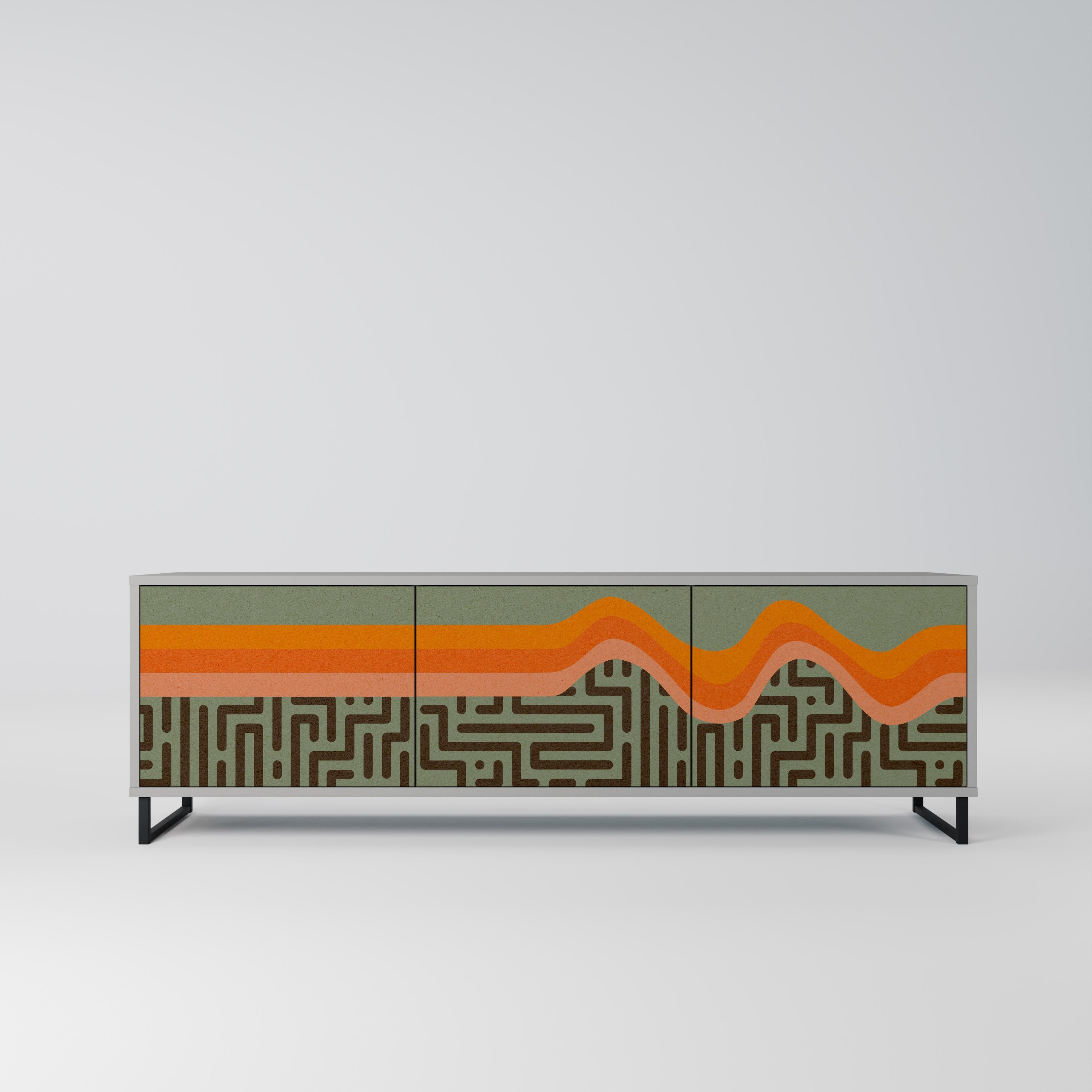 SIMPLE SOLUTIONS 3-Door TV Stand in Grey Finish