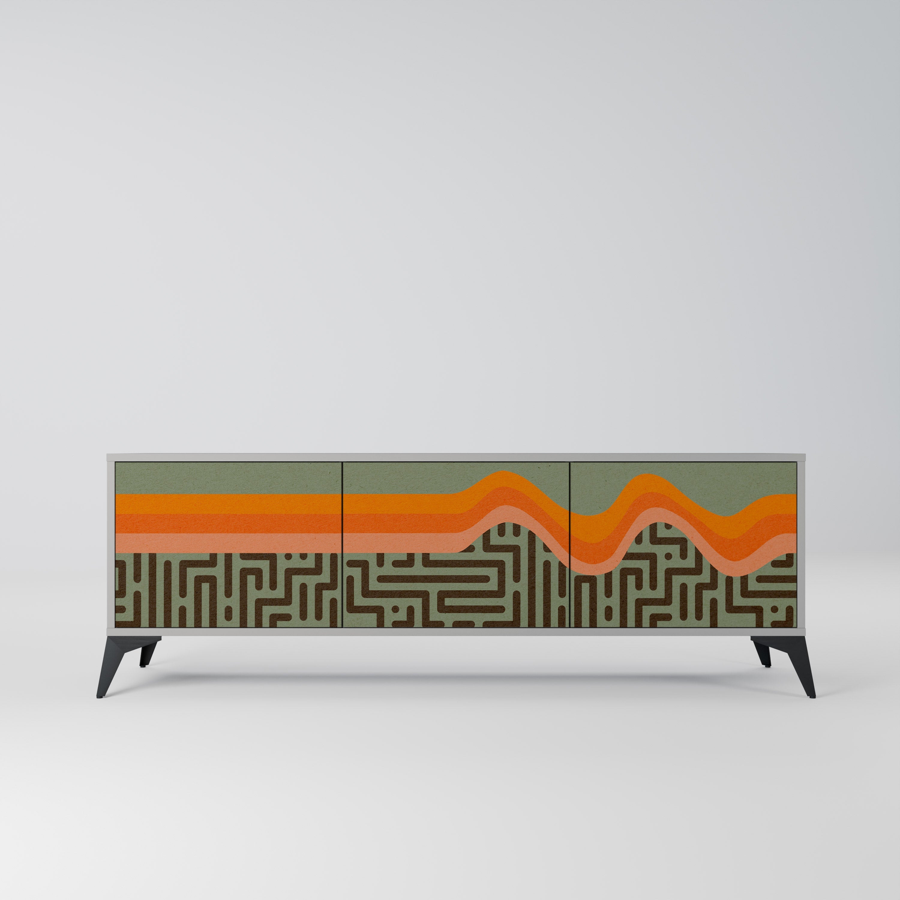 SIMPLE SOLUTIONS 3-Door TV Stand in Grey Finish