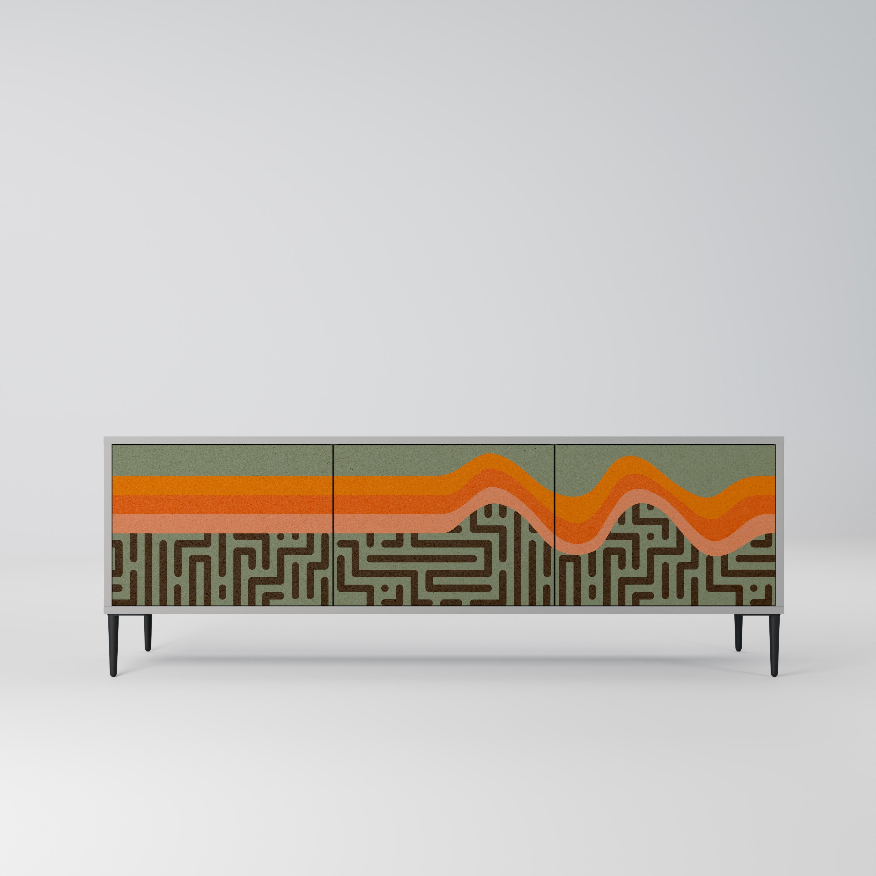 SIMPLE SOLUTIONS 3-Door TV Stand in Grey Finish