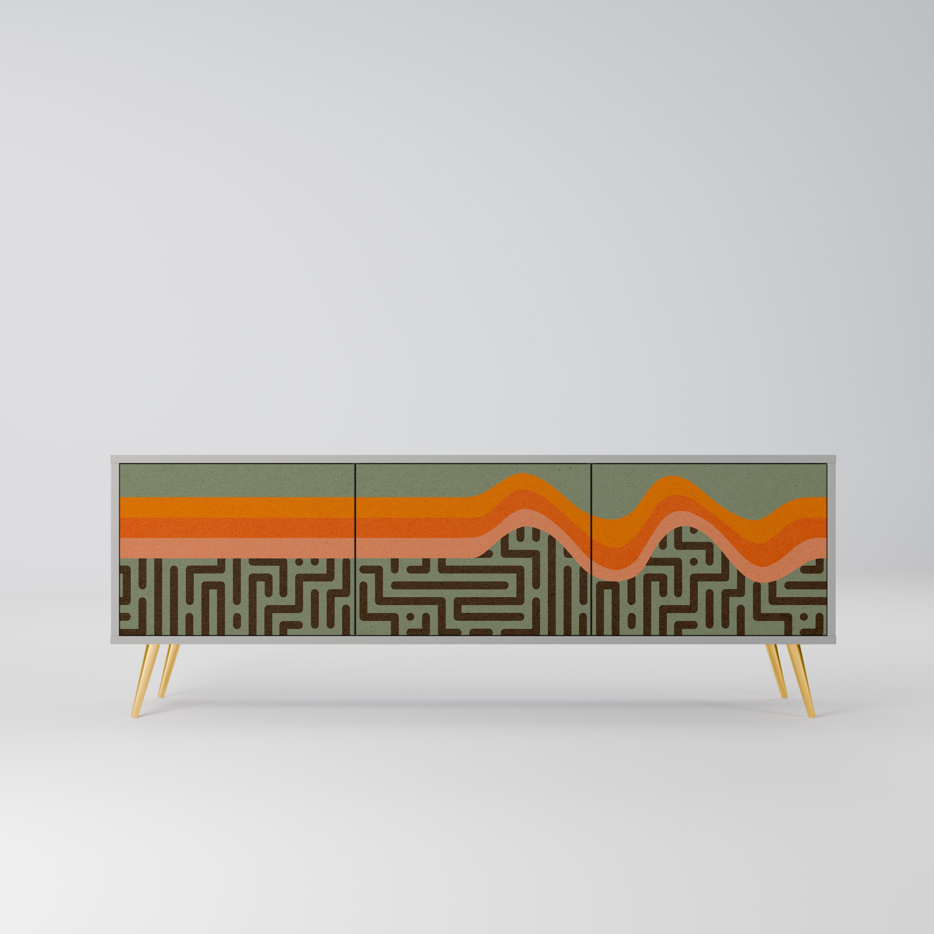 SIMPLE SOLUTIONS 3-Door TV Stand in Grey Finish