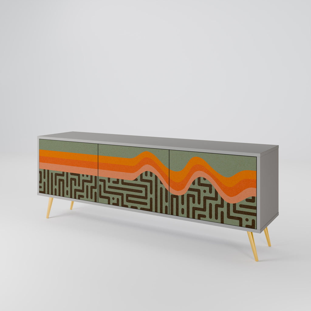 SIMPLE SOLUTIONS 3-Door TV Stand in Grey Finish