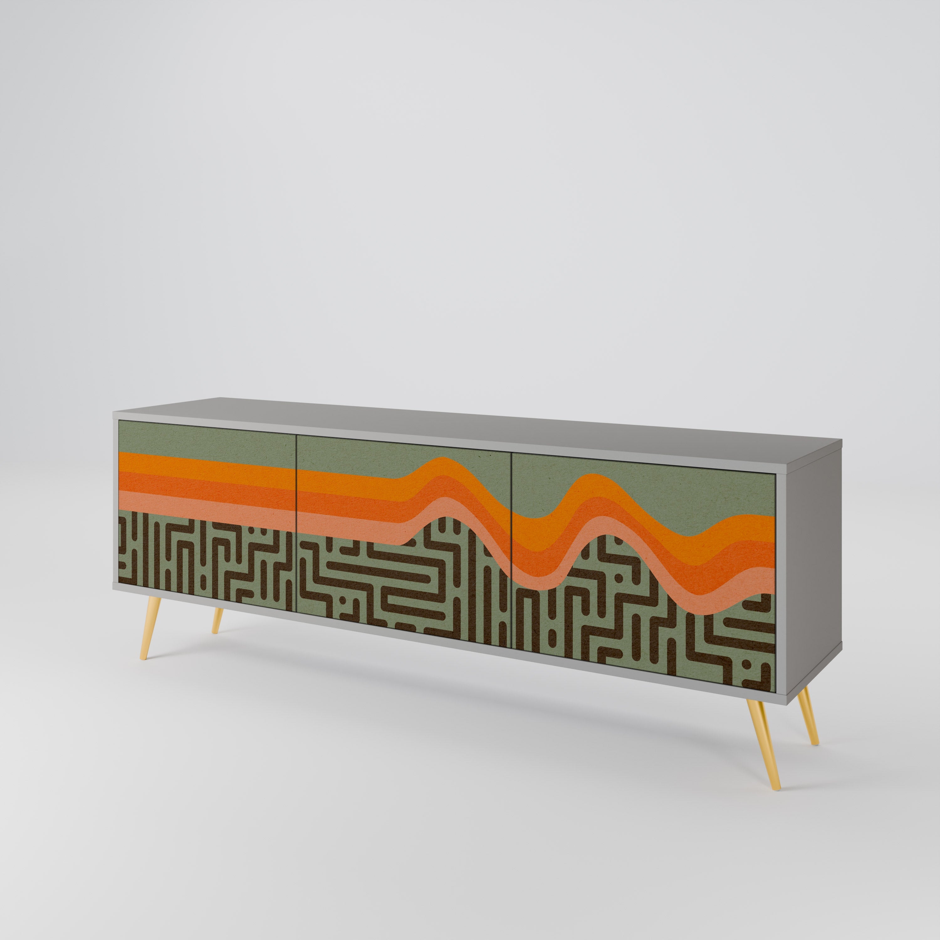 SIMPLE SOLUTIONS 3-Door TV Stand in Grey Finish