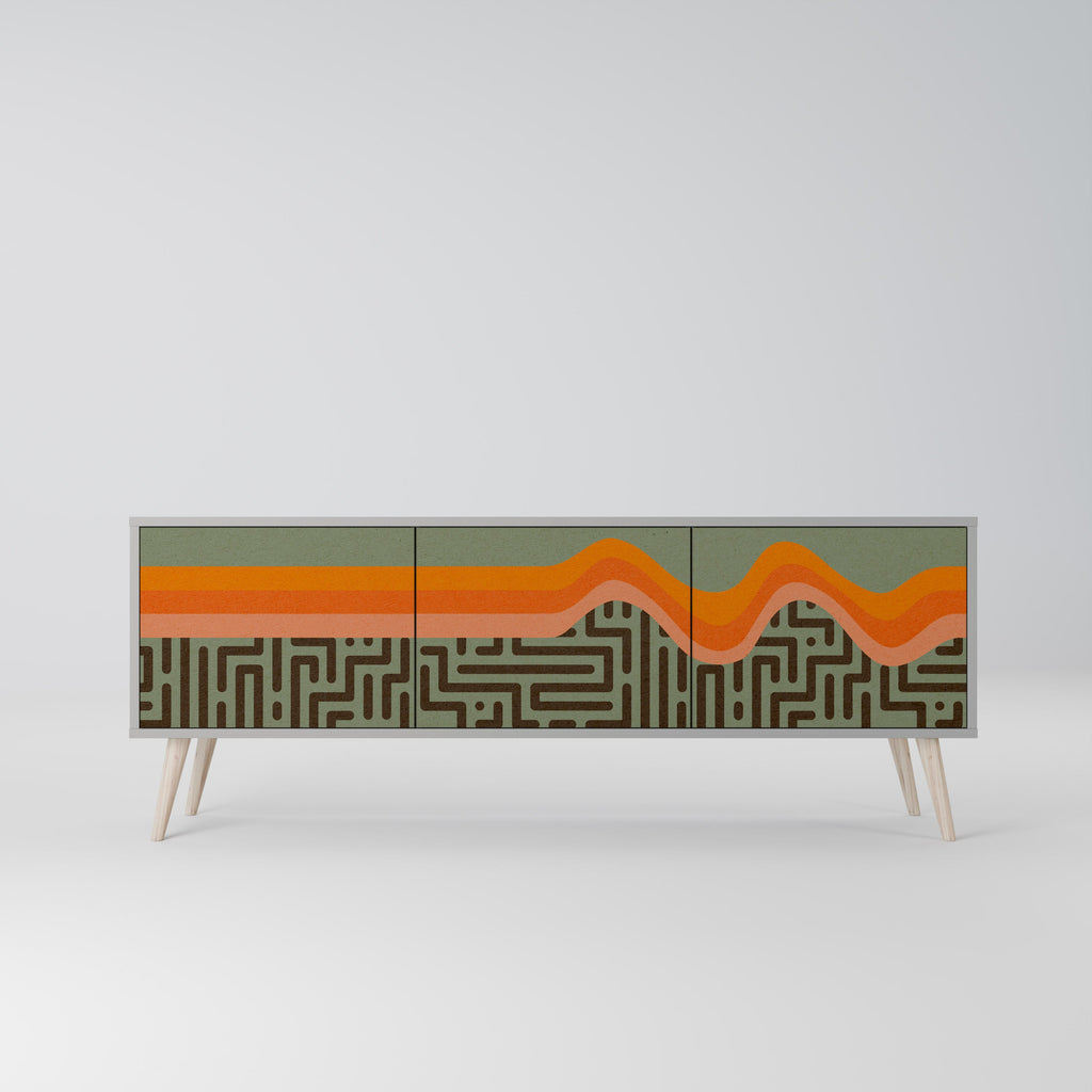 SIMPLE SOLUTIONS 3-Door TV Stand in Grey Finish