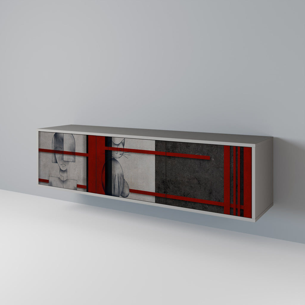 GRAY FIGURES TV-Lowboard mit 3 Türen in Grau