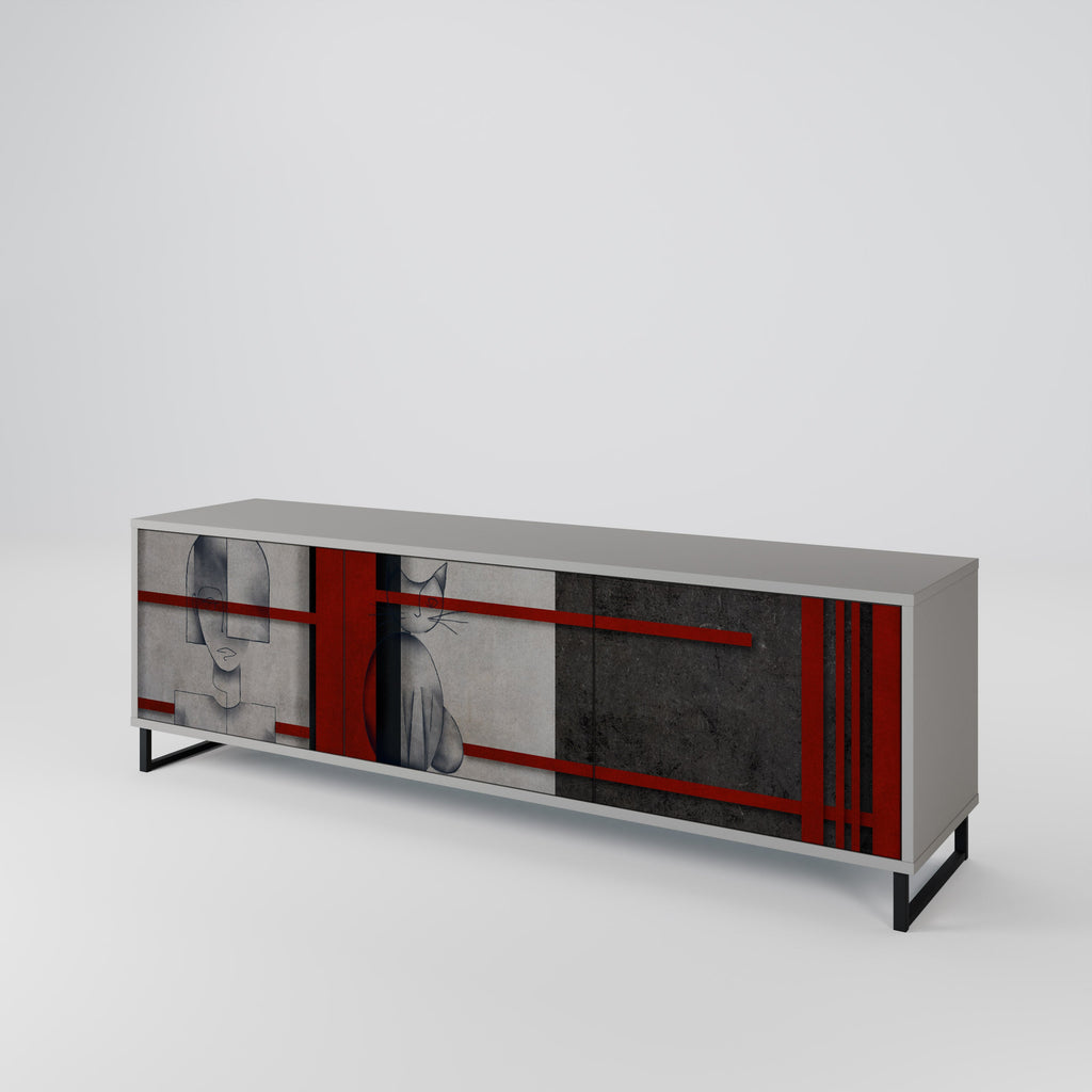 GRAY FIGURES TV-Lowboard mit 3 Türen in Grau