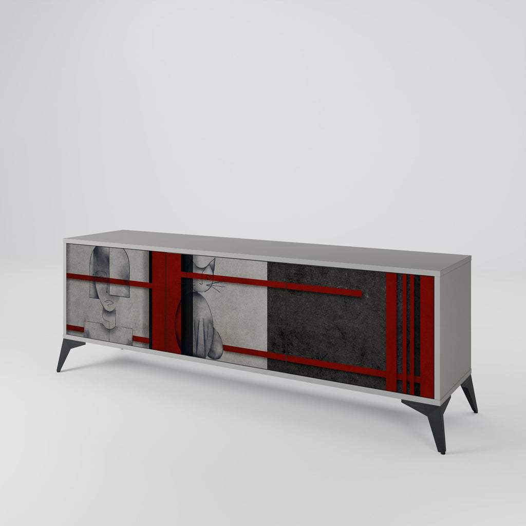 GRAY FIGURES TV-Lowboard mit 3 Türen in Grau