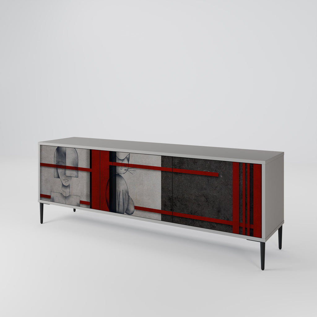 GRAY FIGURES TV-Lowboard mit 3 Türen in Grau