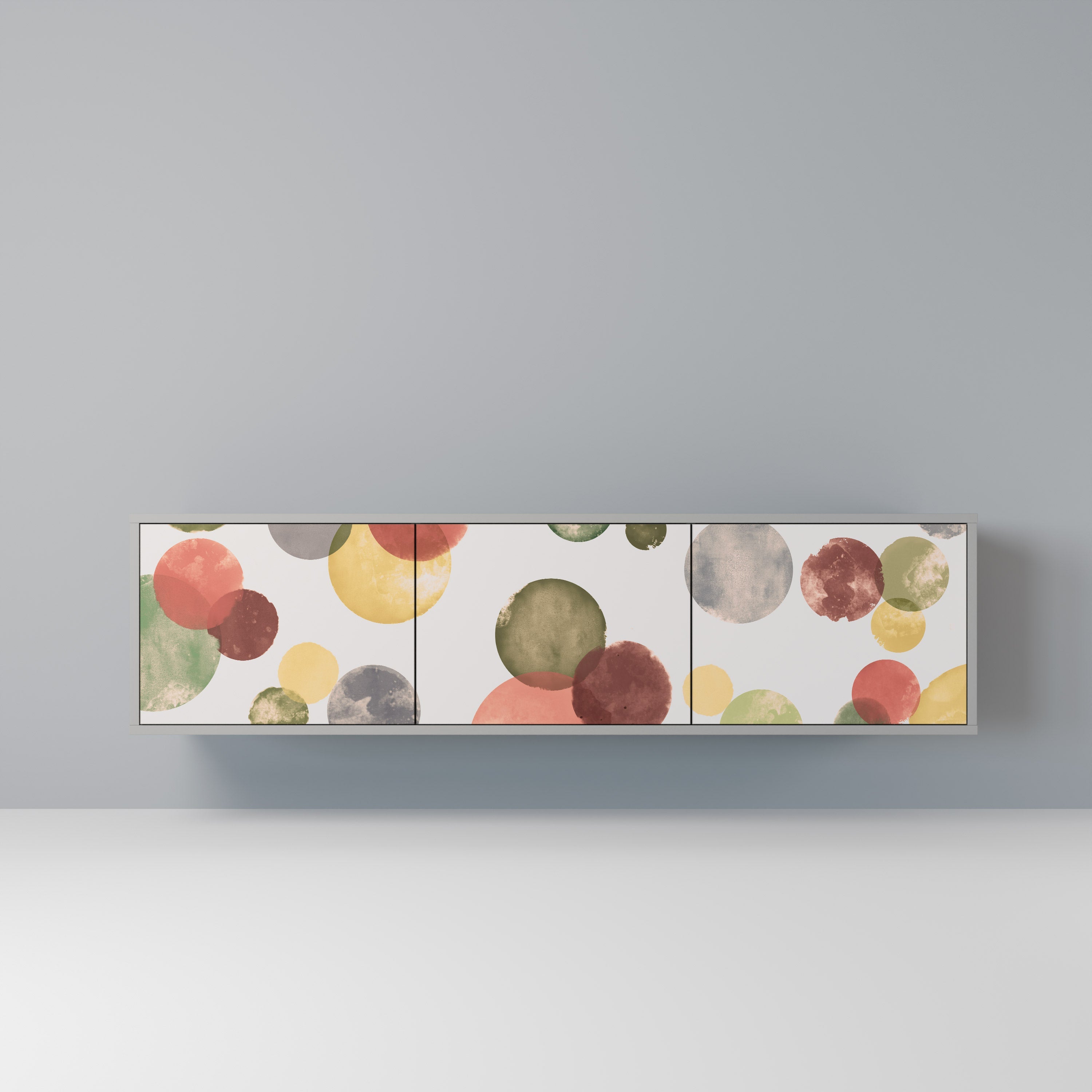 FLEETING HAPPINESS 3-Door TV Stand in Grey Finish