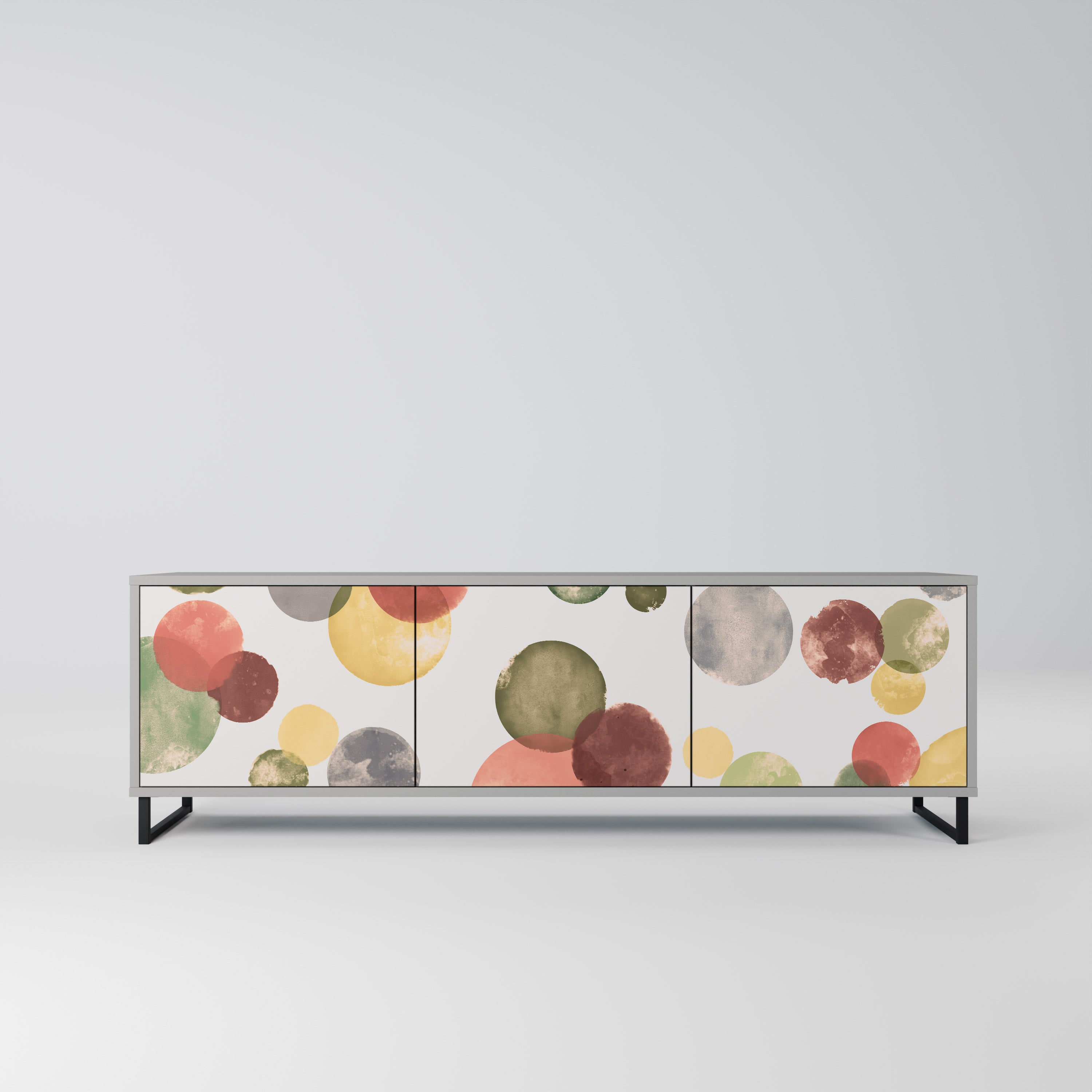 FLEETING HAPPINESS 3-Door TV Stand in Grey Finish