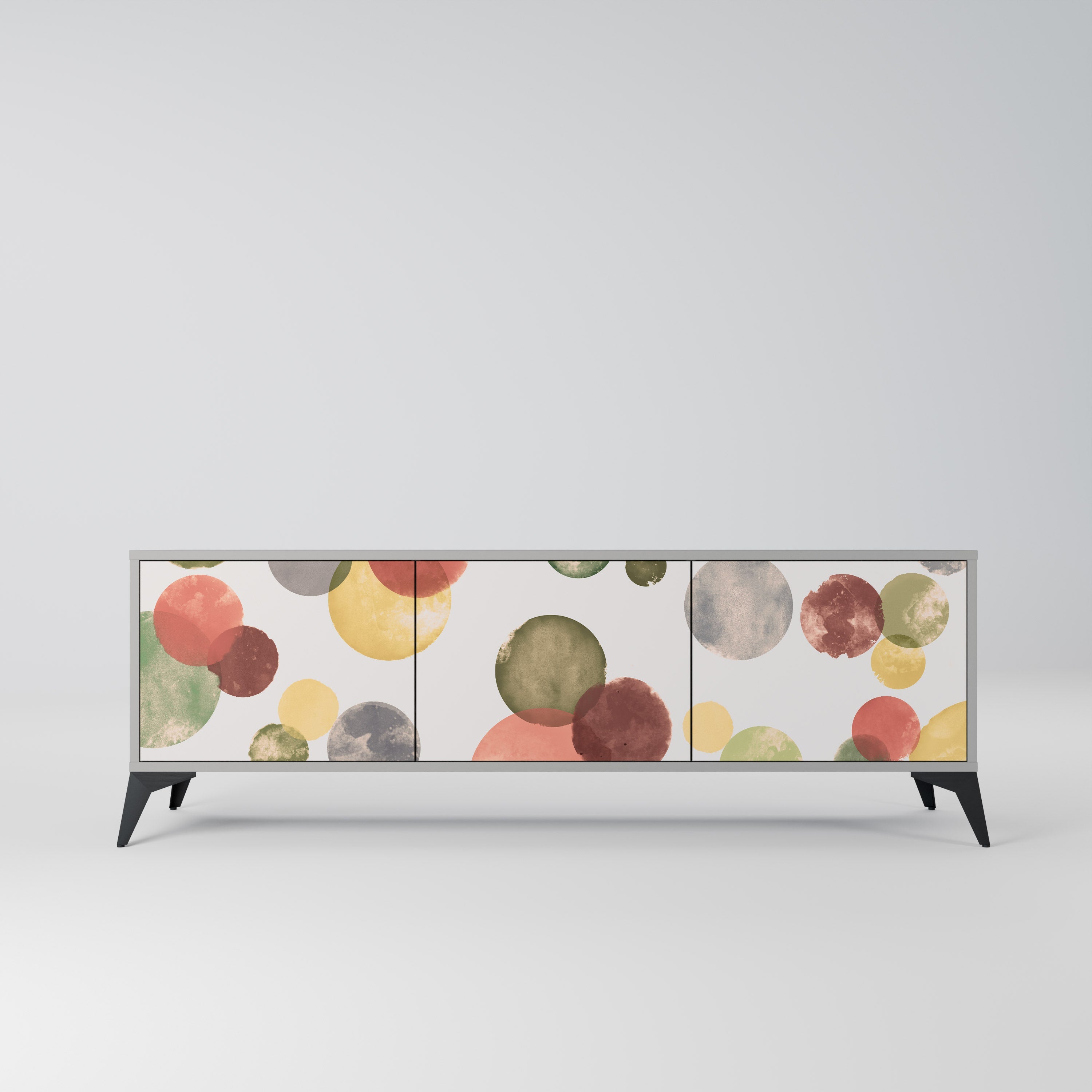 FLEETING HAPPINESS 3-Door TV Stand in Grey Finish