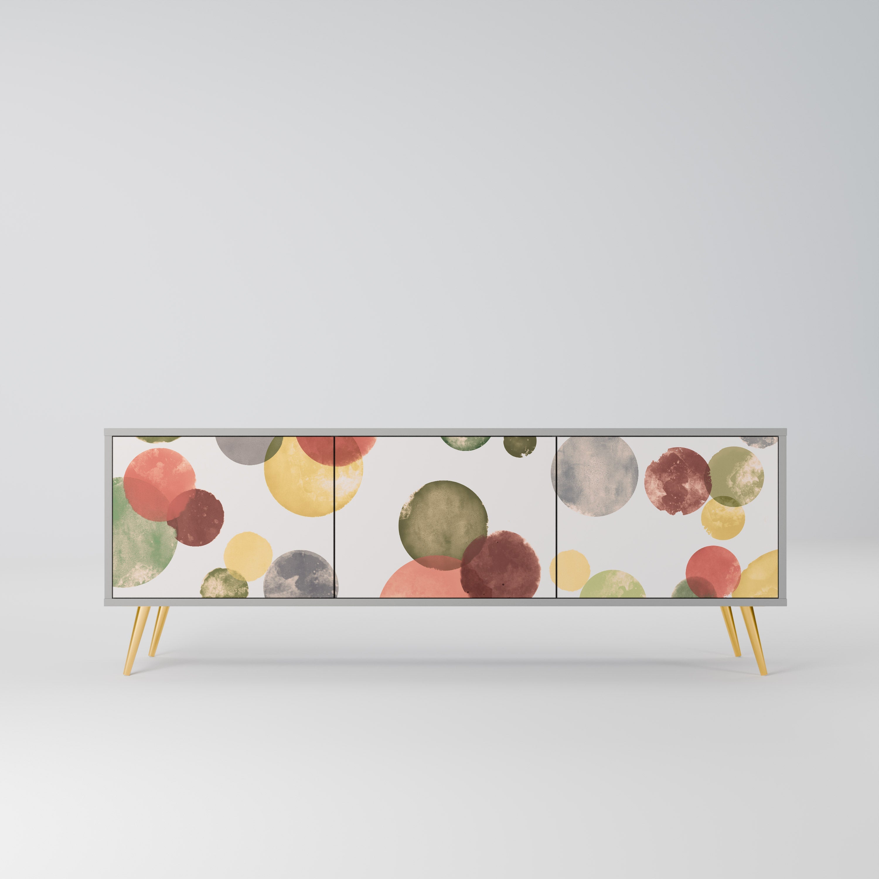 FLEETING HAPPINESS 3-Door TV Stand in Grey Finish