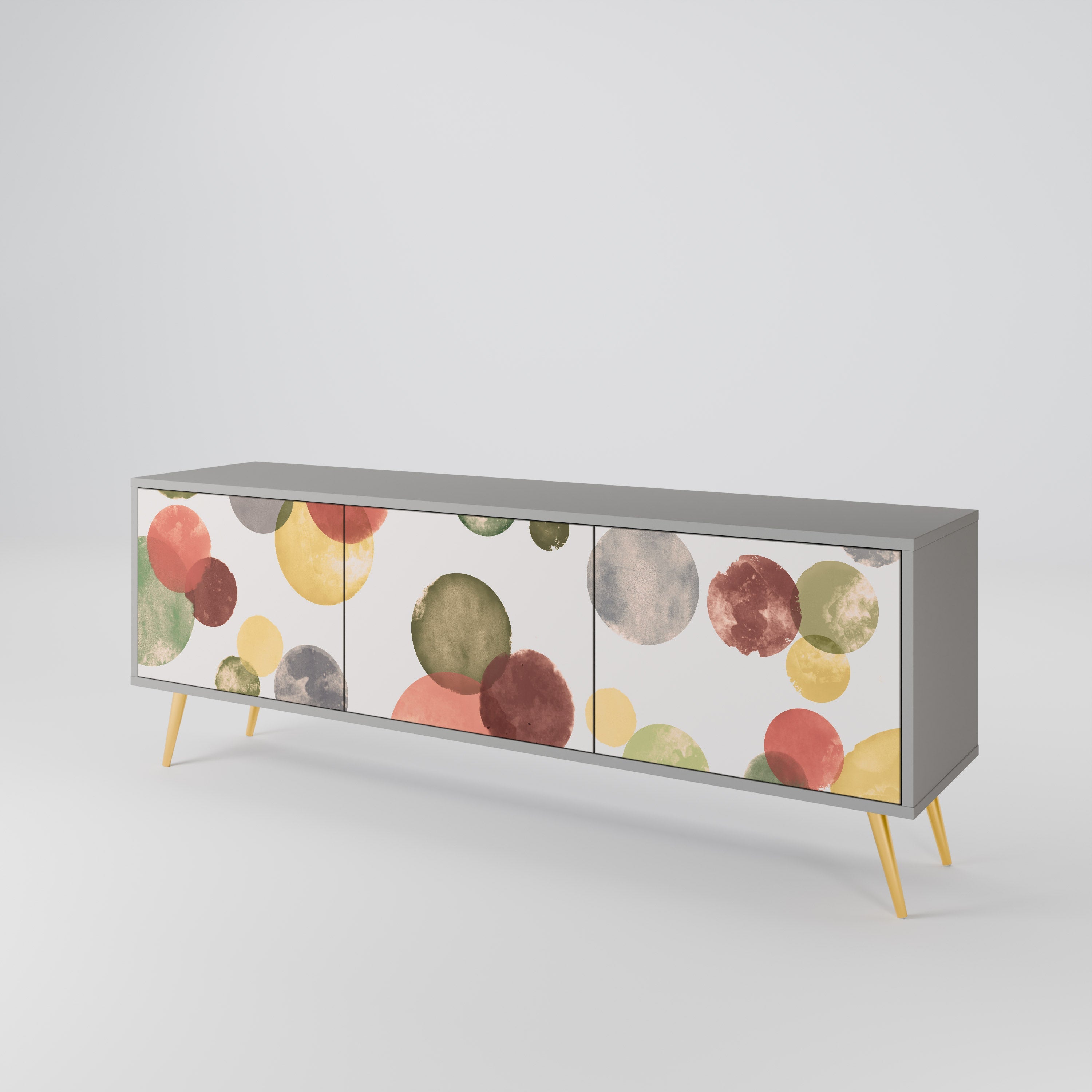 FLEETING HAPPINESS 3-Door TV Stand in Grey Finish