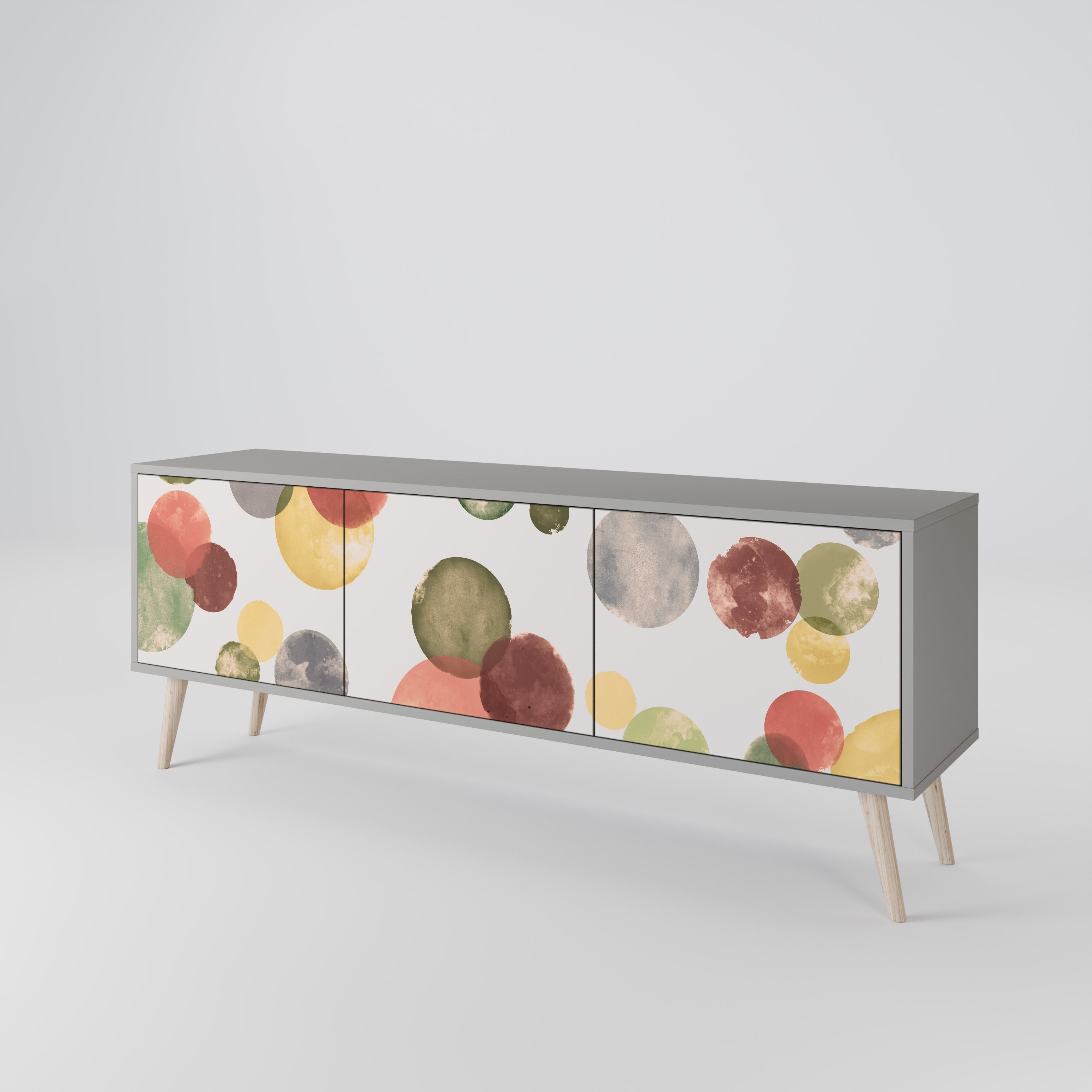 FLEETING HAPPINESS 3-Door TV Stand in Grey Finish