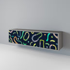 CONTRAST DANCE 3-Door TV Stand in Grey Finish