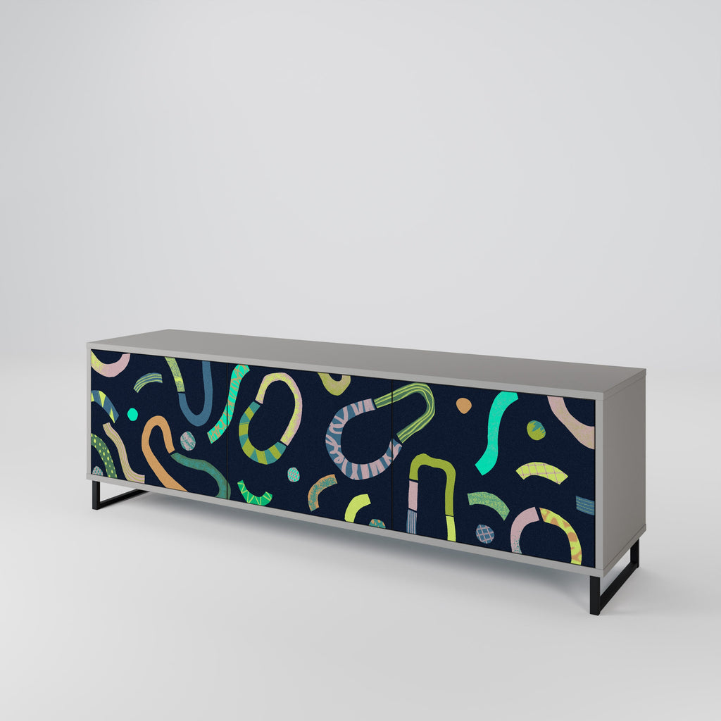 CONTRAST DANCE 3-Door TV Stand in Grey Finish