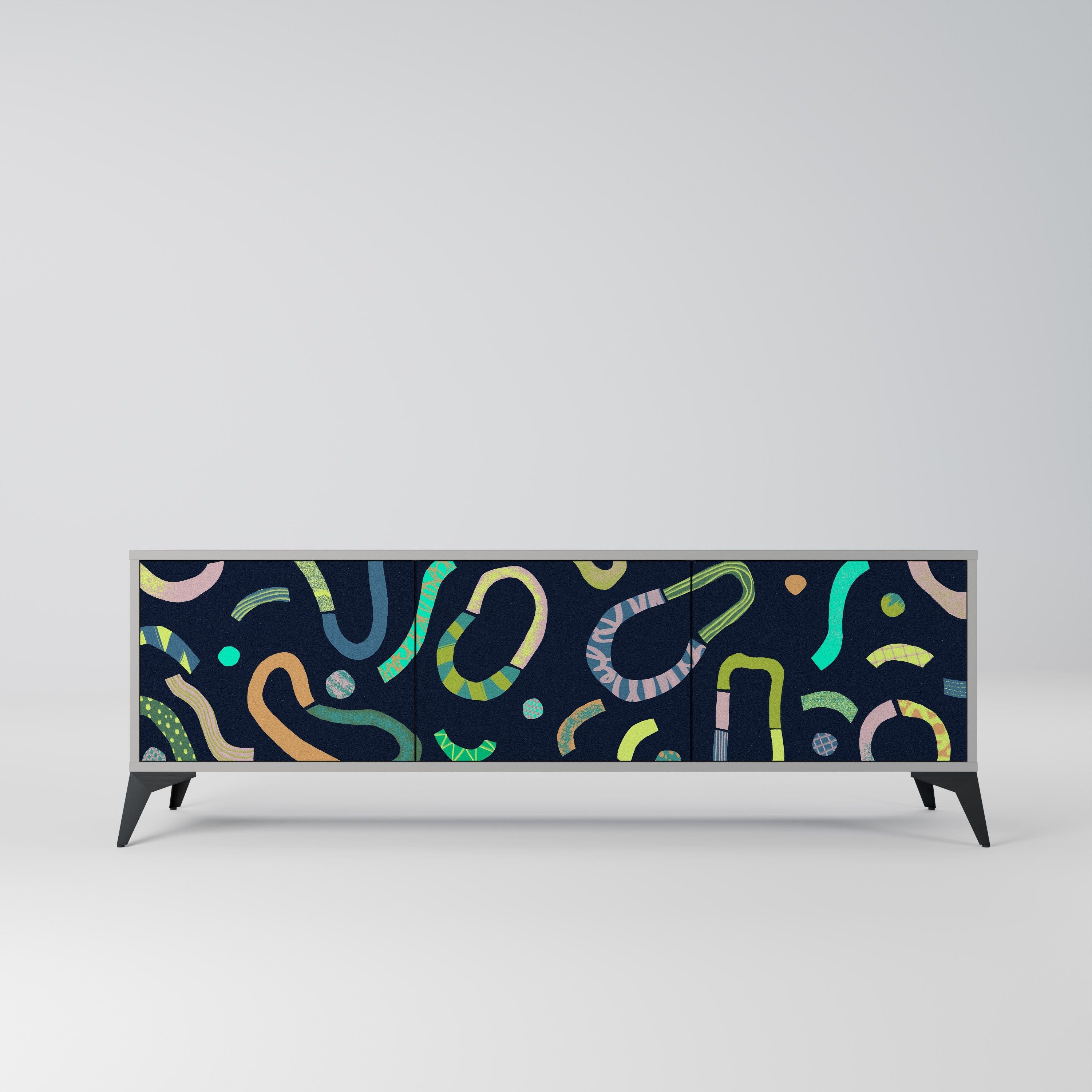 CONTRAST DANCE 3-Door TV Stand in Grey Finish