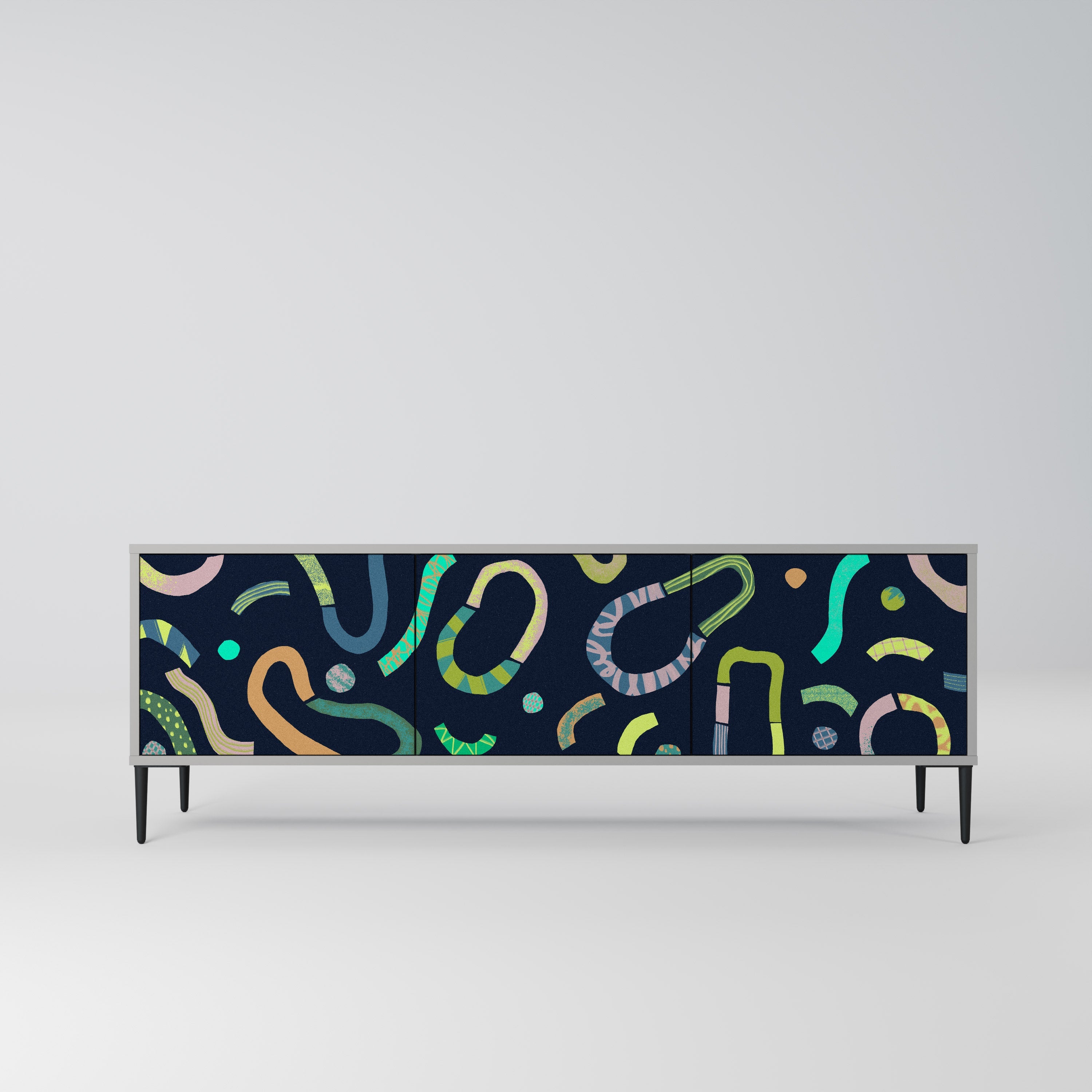 CONTRAST DANCE 3-Door TV Stand in Grey Finish