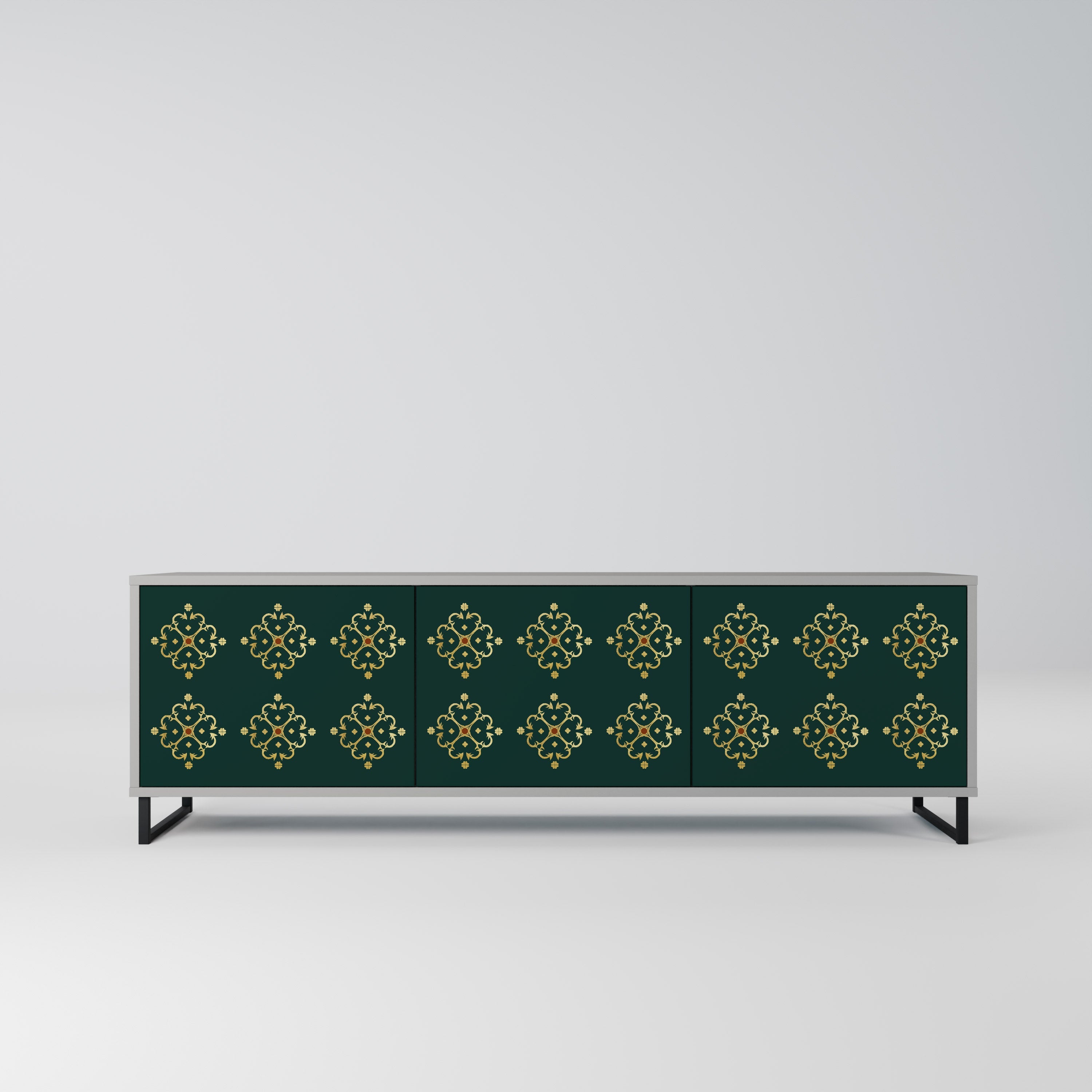 ROYAL MEDALLION 3-Door TV Stand in Grey Finish