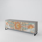 MYSTICAL STRUCTURE 3-Door TV Stand in Grey Finish