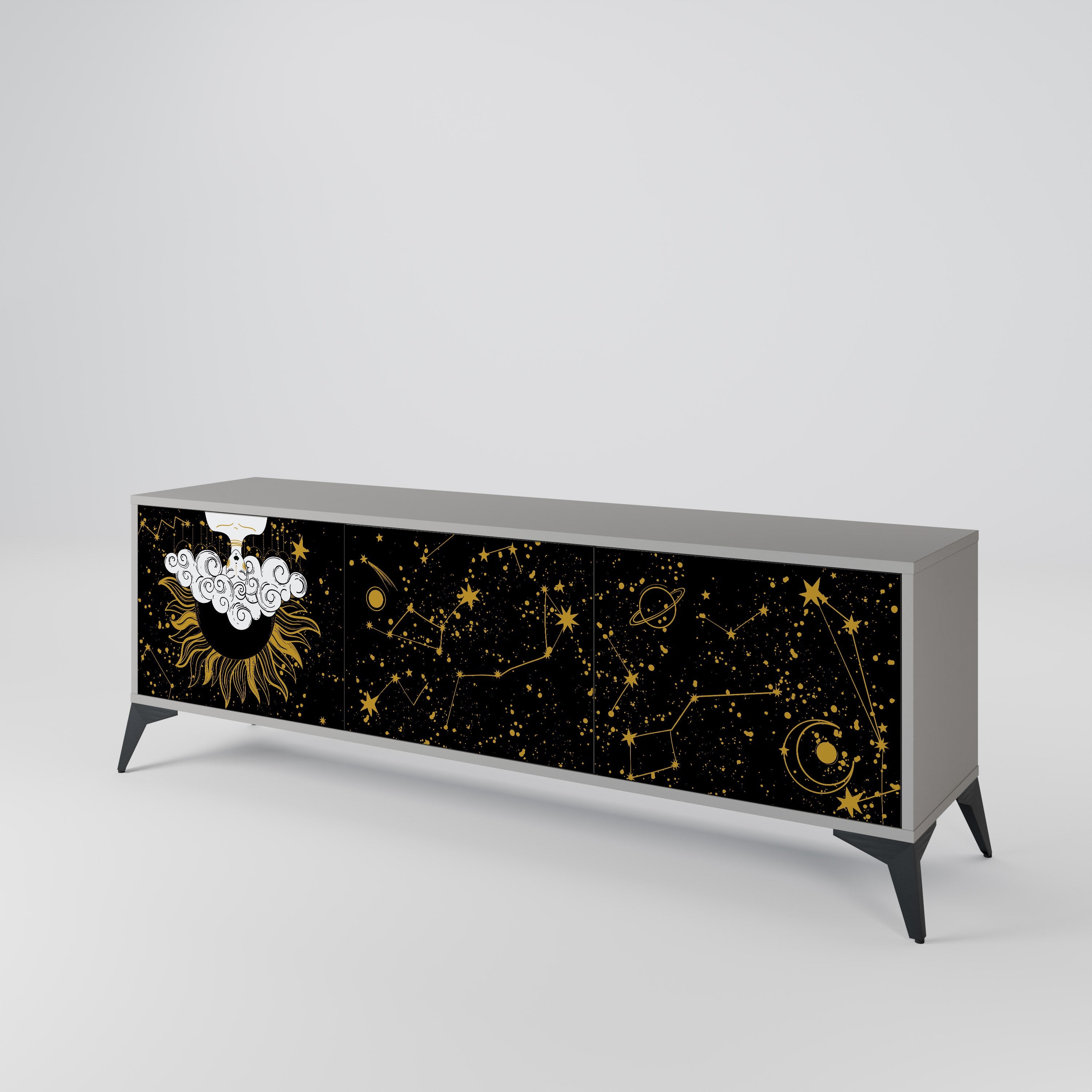 STELLAR CONSTELLATIONS 3-Door TV Stand in Grey Finish