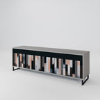 COLLAGE OF RECTANGLES 3-Door TV Stand in Grey Finish