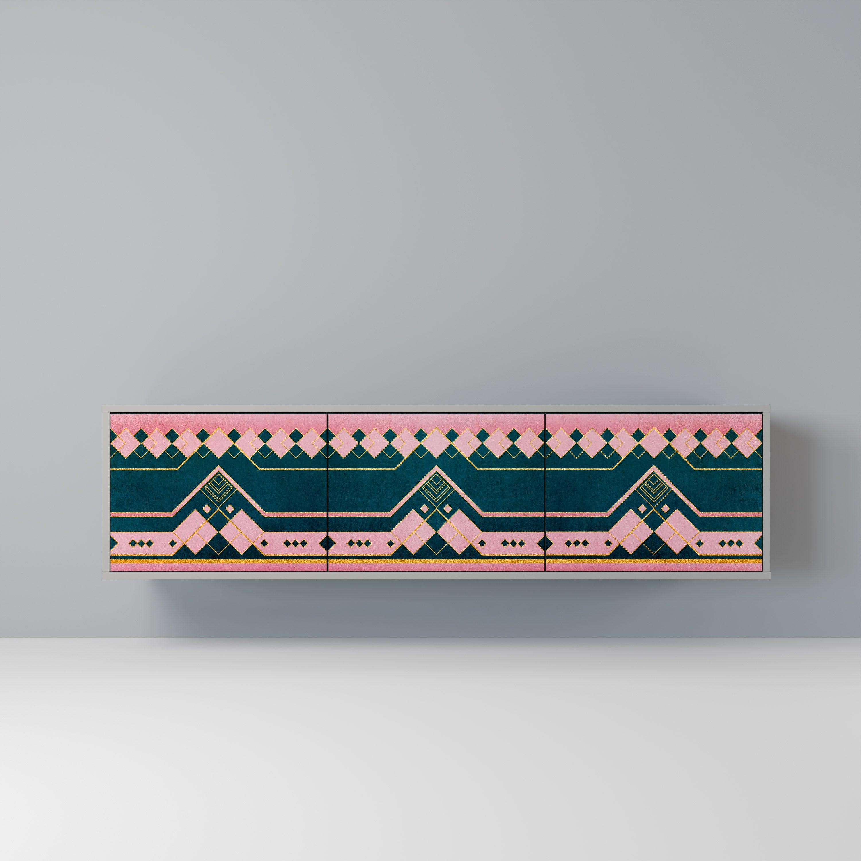 ROYAL COMPOSITION 3-Door TV Stand in Grey Finish