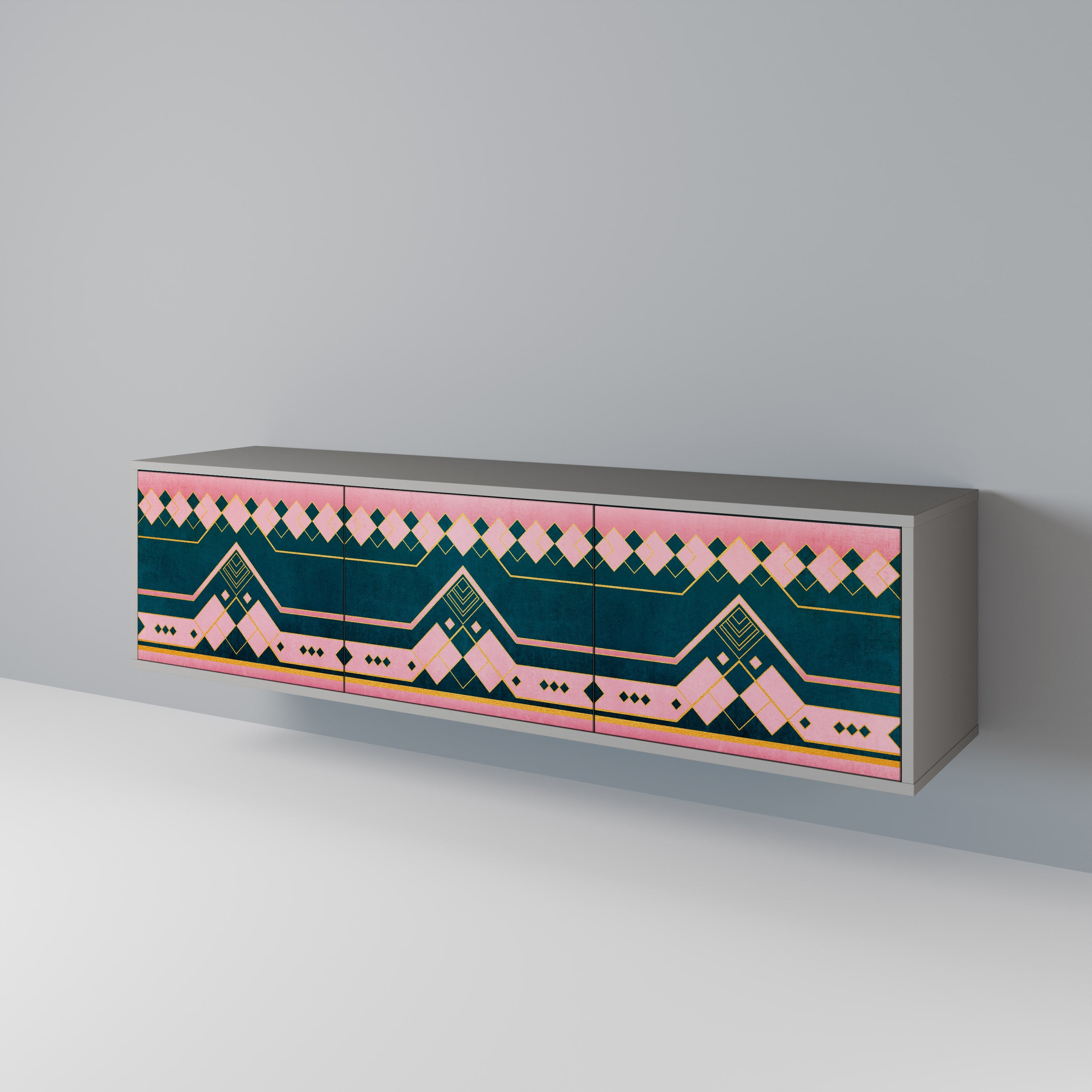 ROYAL COMPOSITION 3-Door TV Stand in Grey Finish